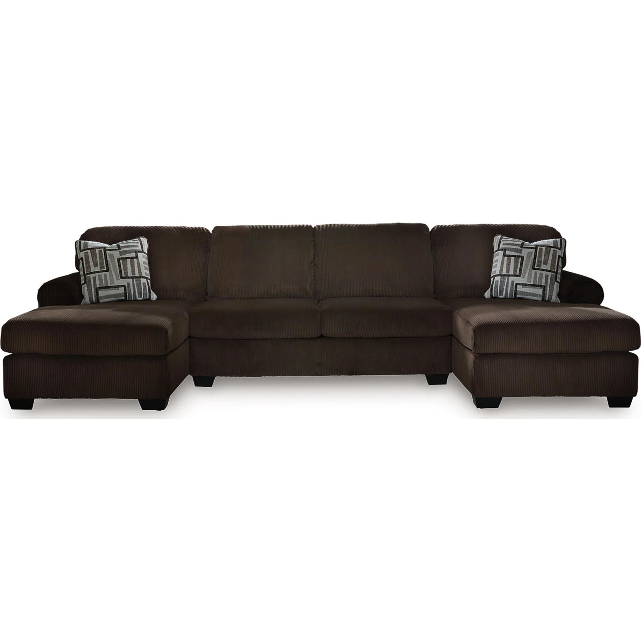 Kimlee 3 Piece Sectional with Double Chaise - Chocolate - Image 4
