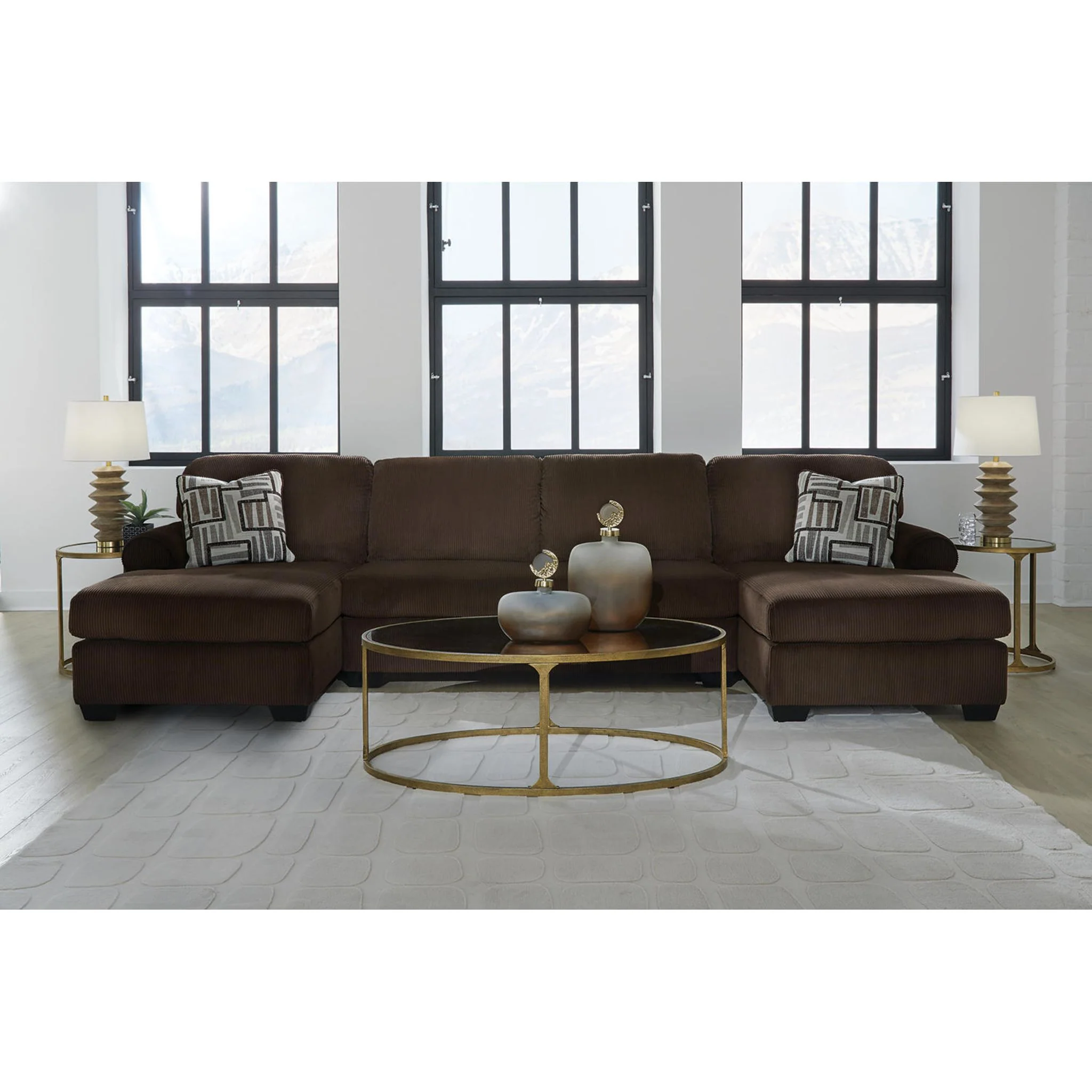 Kimlee 3 Piece Sectional with Double Chaise - Chocolate - Image 5