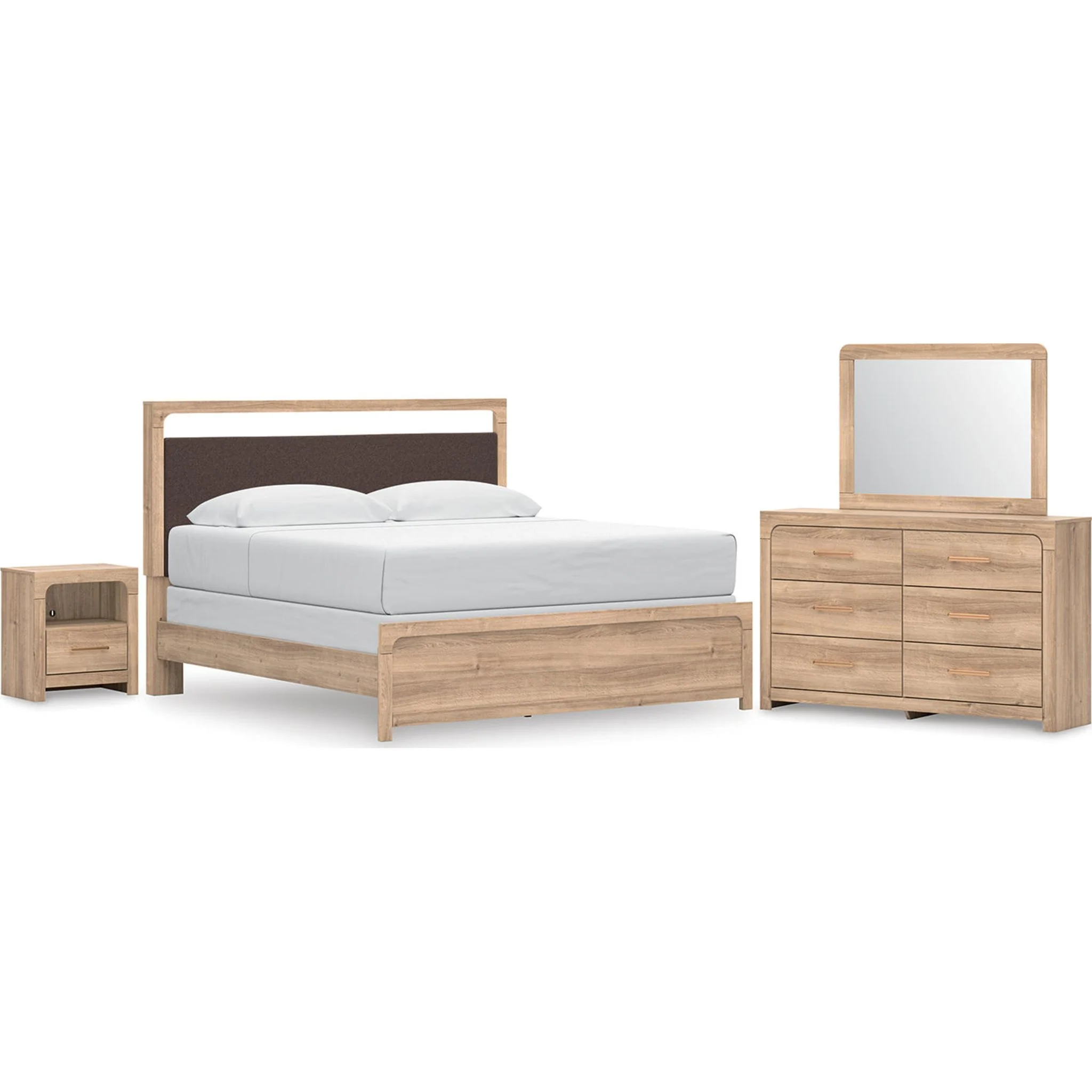 Kinlanni 6 Piece King Panel Bedroom - Tan