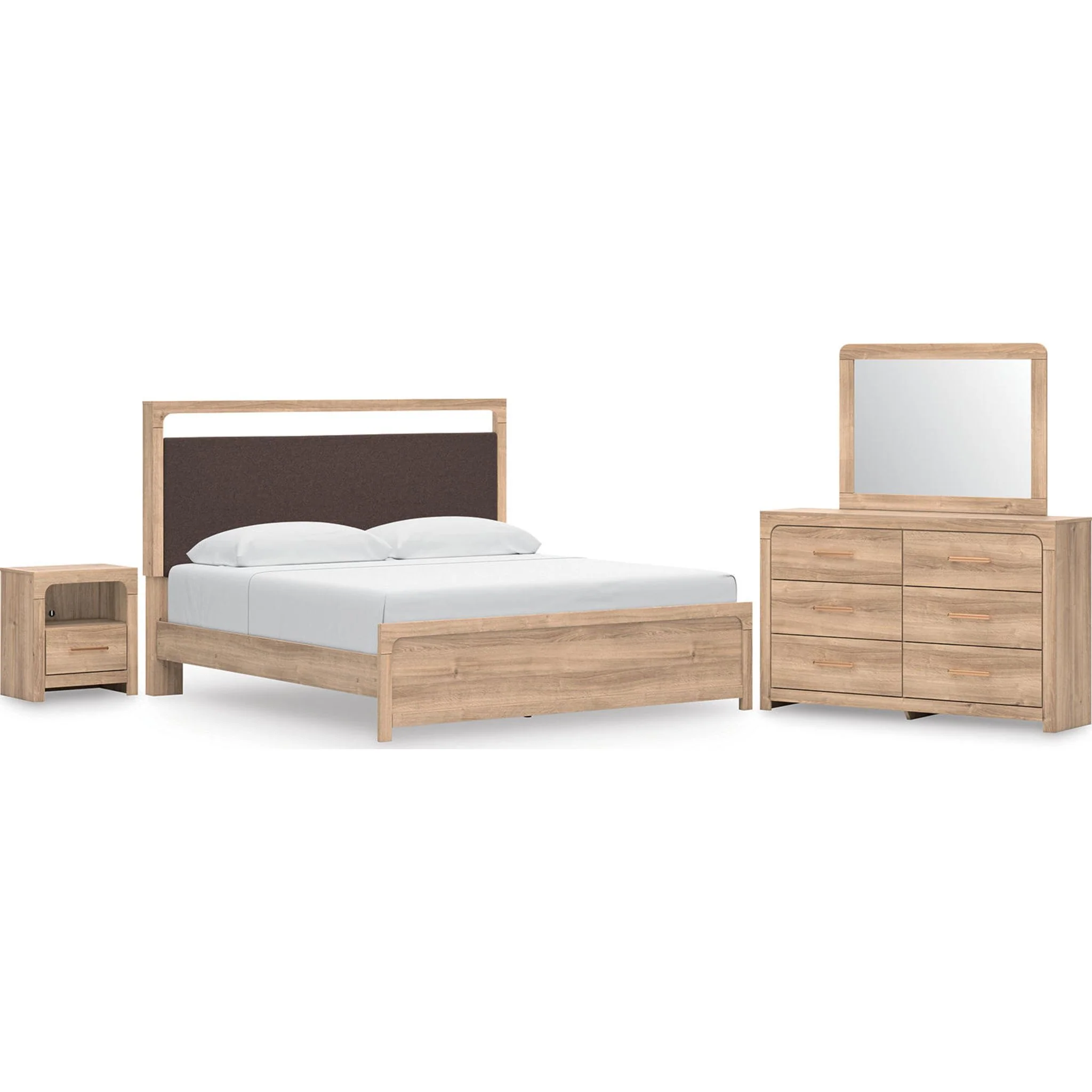 Kinlanni 6 Piece King Platform Bedroom - Tan