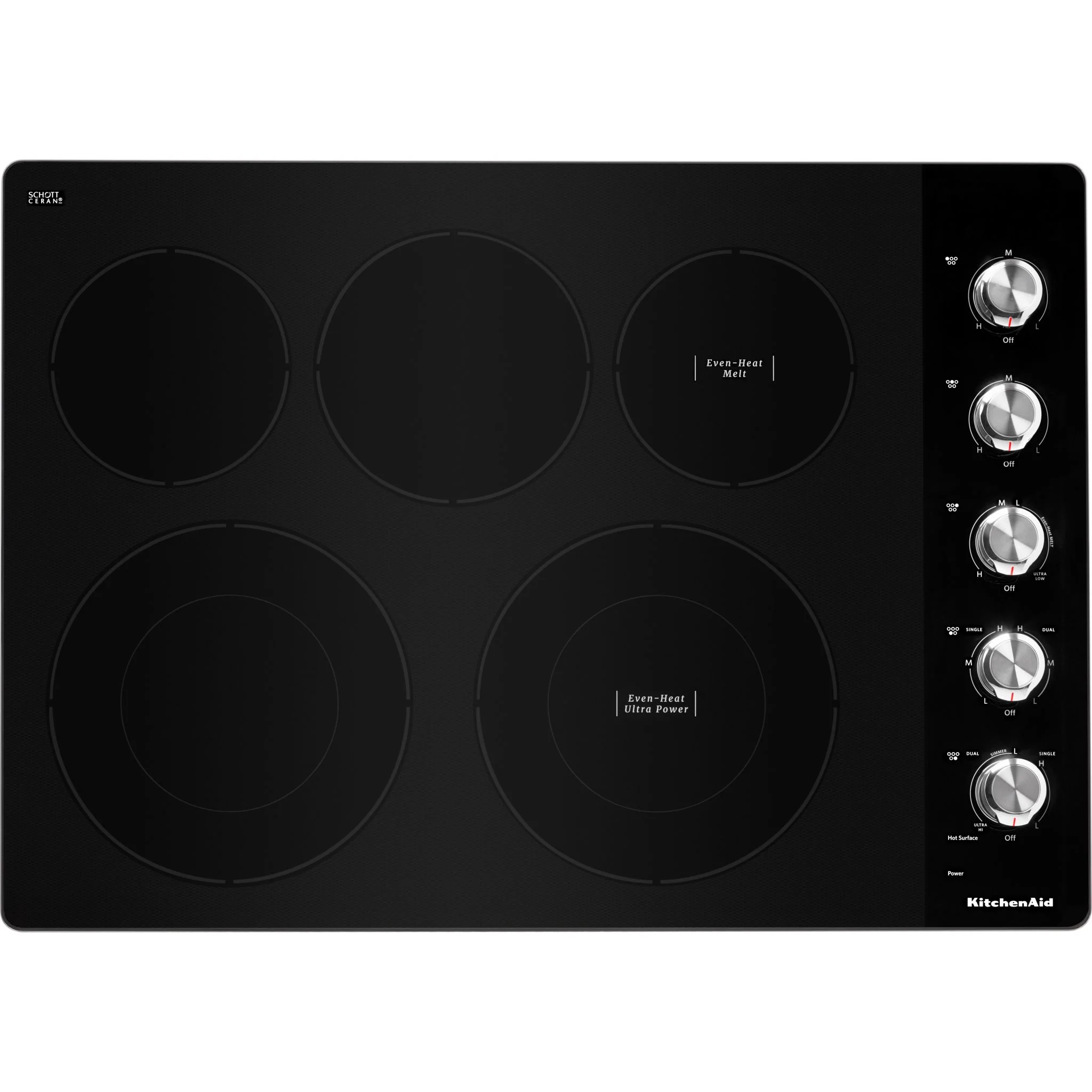 KitchenAid 30" Electric Cooktop with 5 Elements and Knob Controls -Stainless Steel (KCES550HSS)