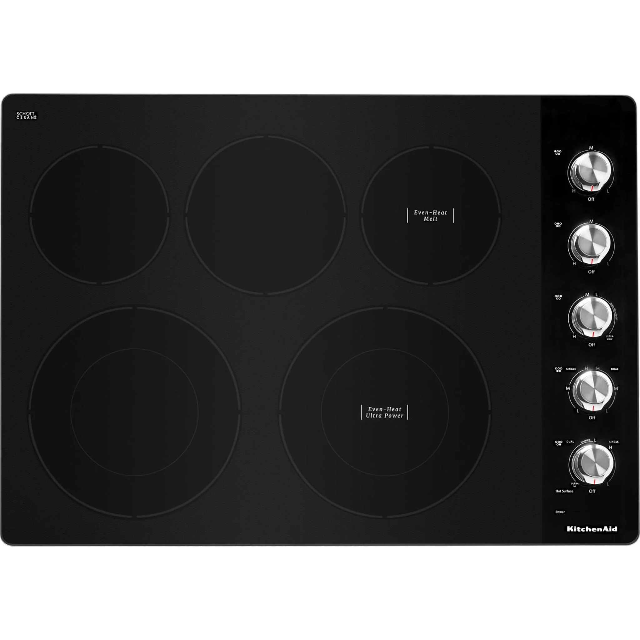 KitchenAid 30" Electric Cooktop with 5 Elements and Knob Controls -Stainless Steel (KCES550HSS) - Image 2