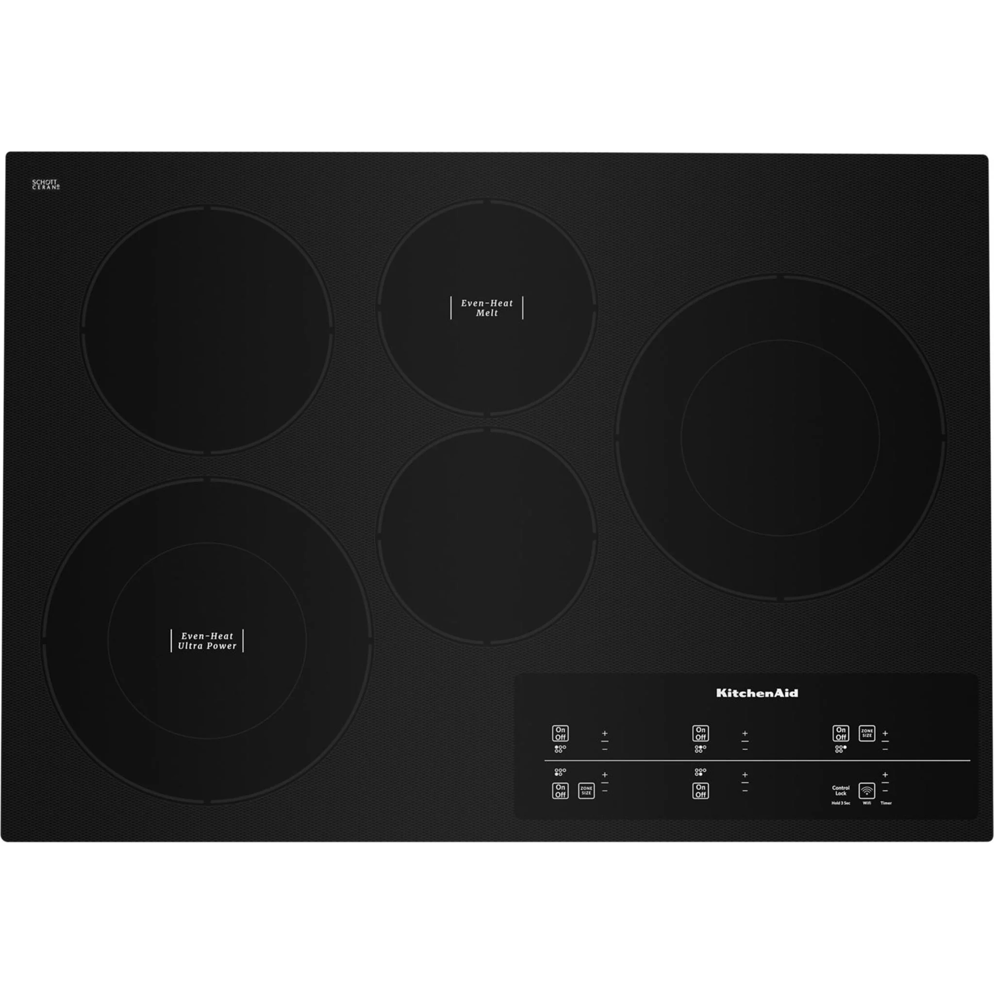 KitchenAid 30" Electric Cooktop with 5 Elements and Touch-Activated Controls -Black (KCES950KBL)