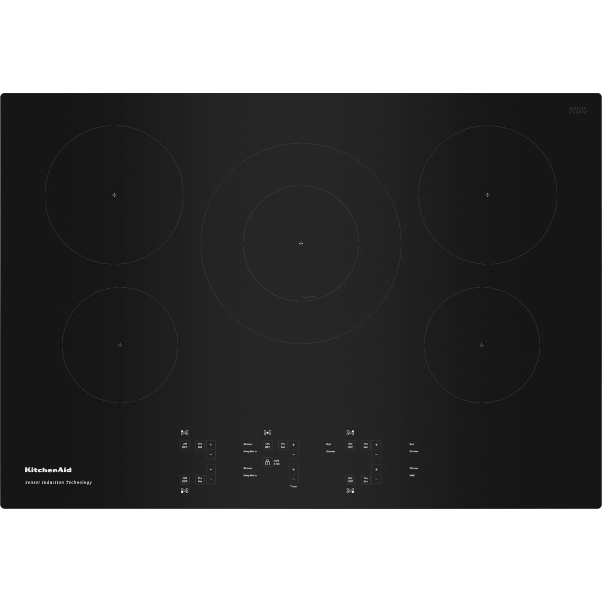 KitchenAid 30-Inch 5-Element Sensor Induction Cooktop -Black (KCIG550JBL)