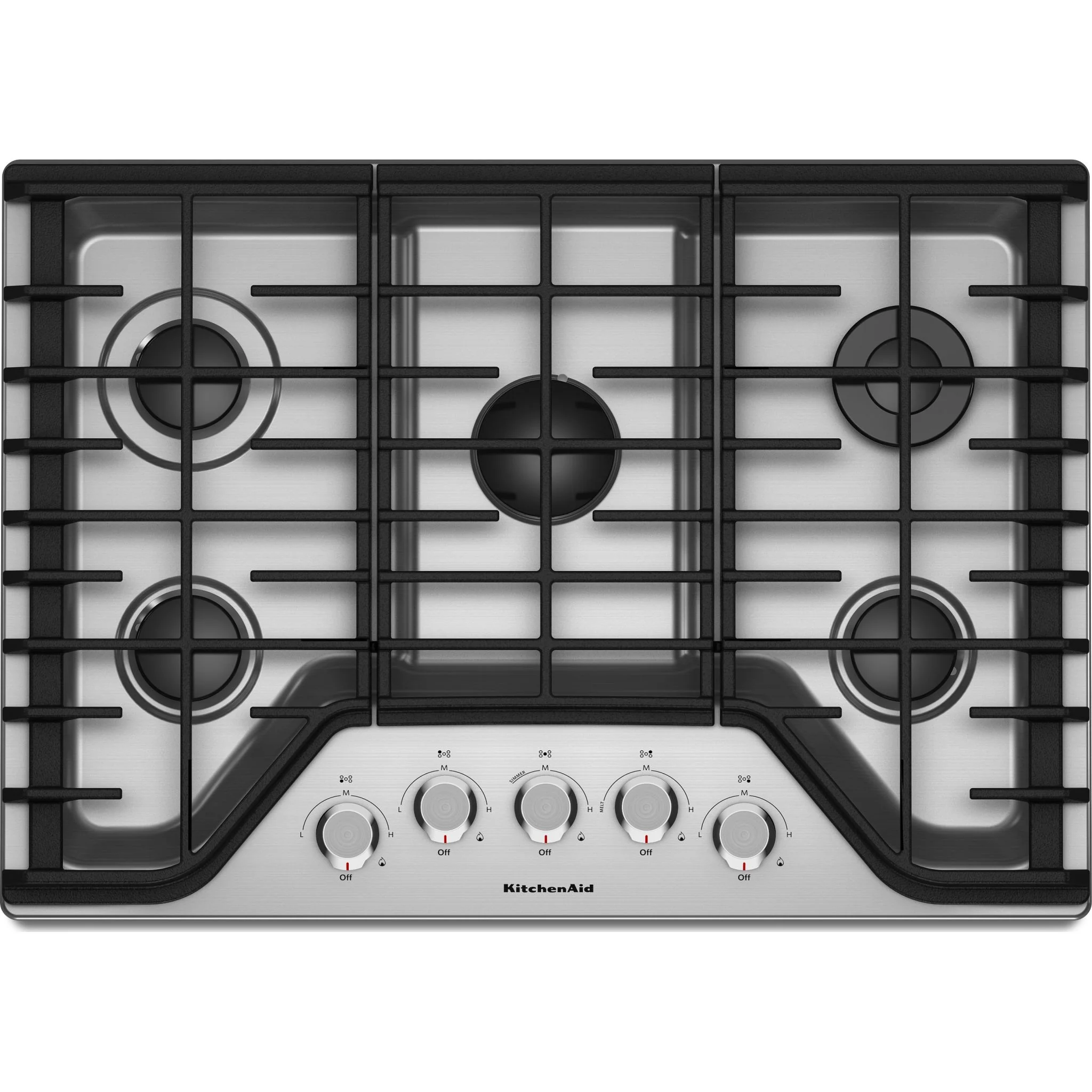 KitchenAid 30" 5-Burner Gas Cooktop -Stainless Steel (KCGS350ESS) - Image 2