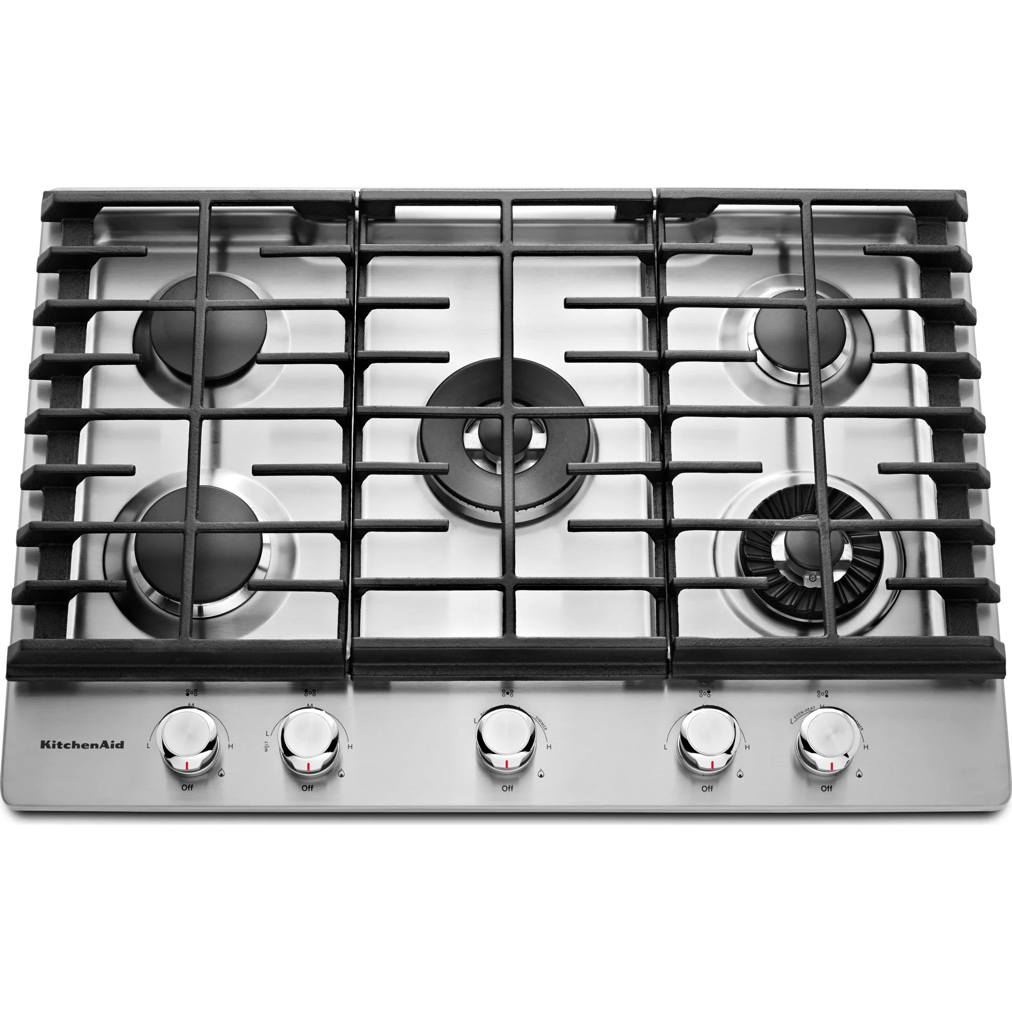 KitchenAid 30" 5-Burner Gas Cooktop with Griddle -Stainless Steel (KCGS950ESS) - Image 5