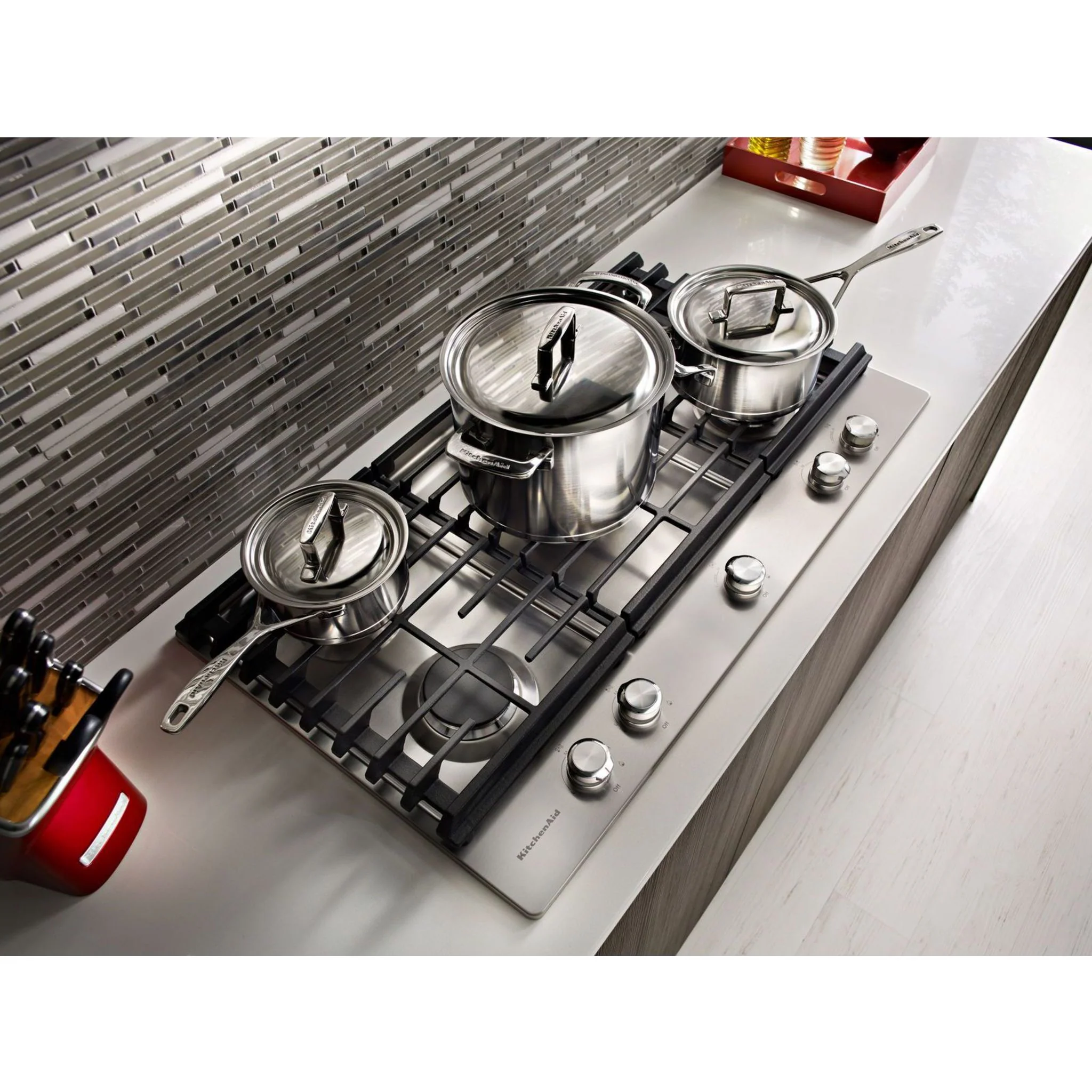 KitchenAid 30" 5-Burner Gas Cooktop with Griddle -Stainless Steel (KCGS950ESS) - Image 8