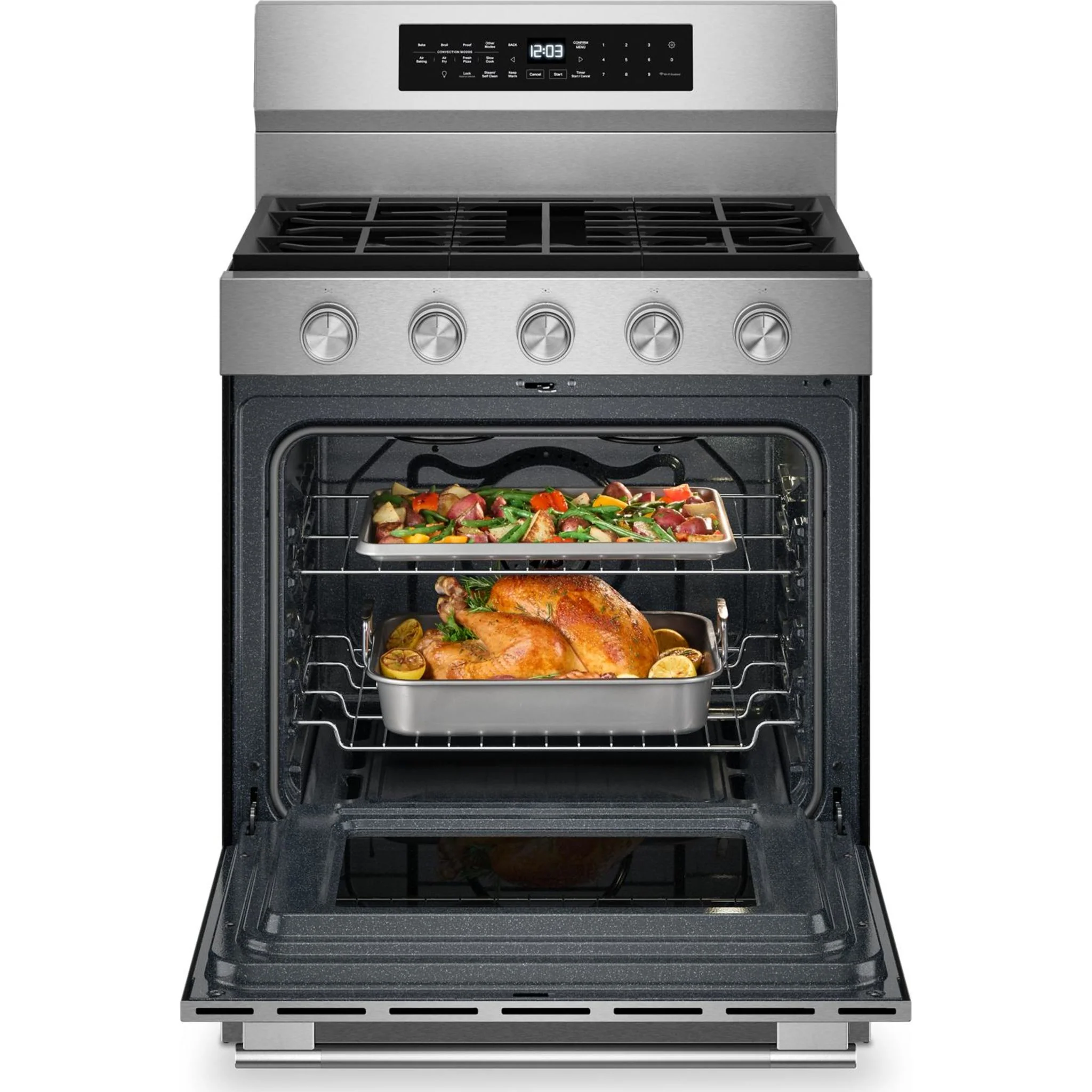 KitchenAid 5.0 Cu. Ft. Smart Freestanding Gas Range with Convection Cooking Modes -Fingerprint Resistant Stainless Steel (KFGS530SPS) - Image 2