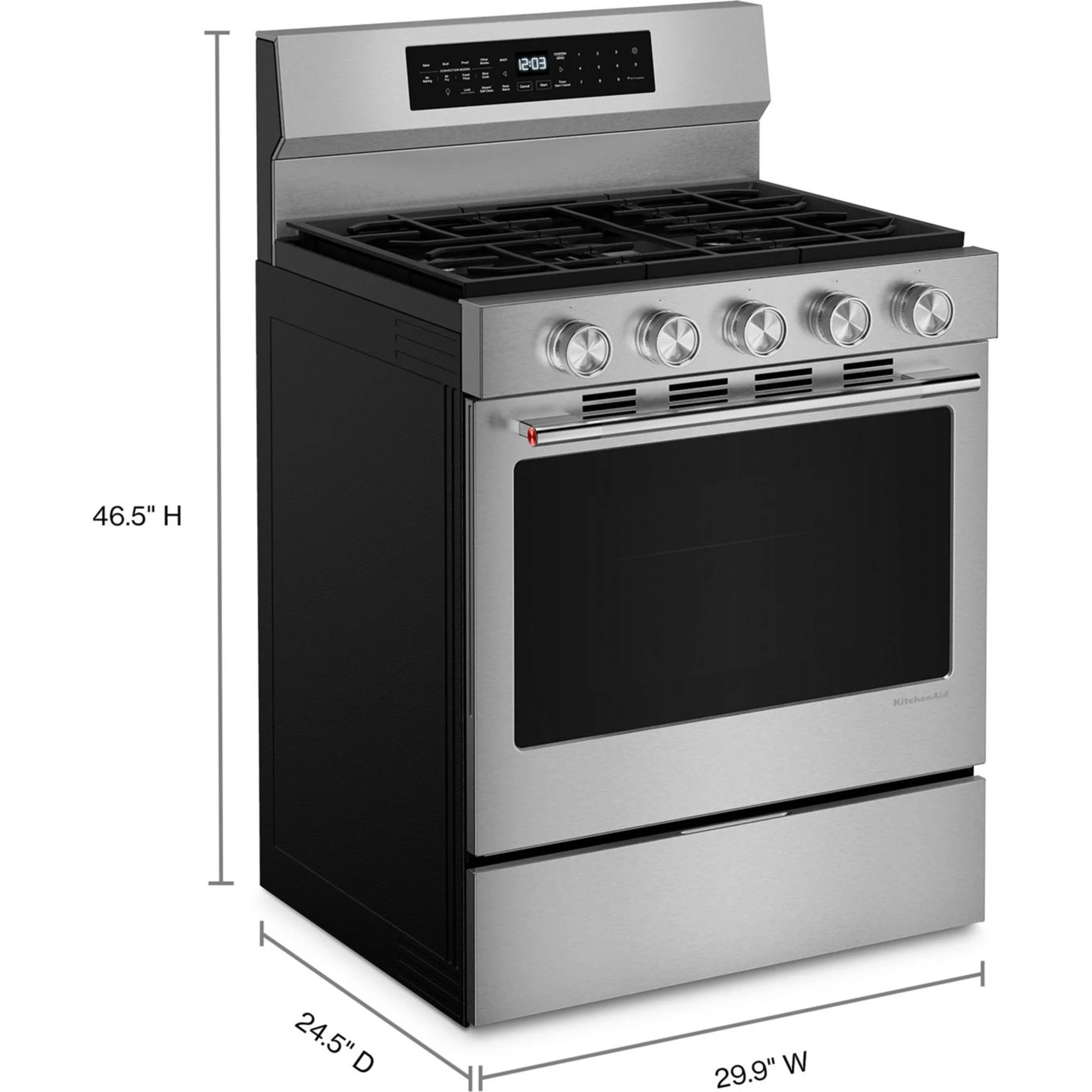 KitchenAid 5.0 Cu. Ft. Smart Freestanding Gas Range with Convection Cooking Modes -Fingerprint Resistant Stainless Steel (KFGS530SPS) - Image 4