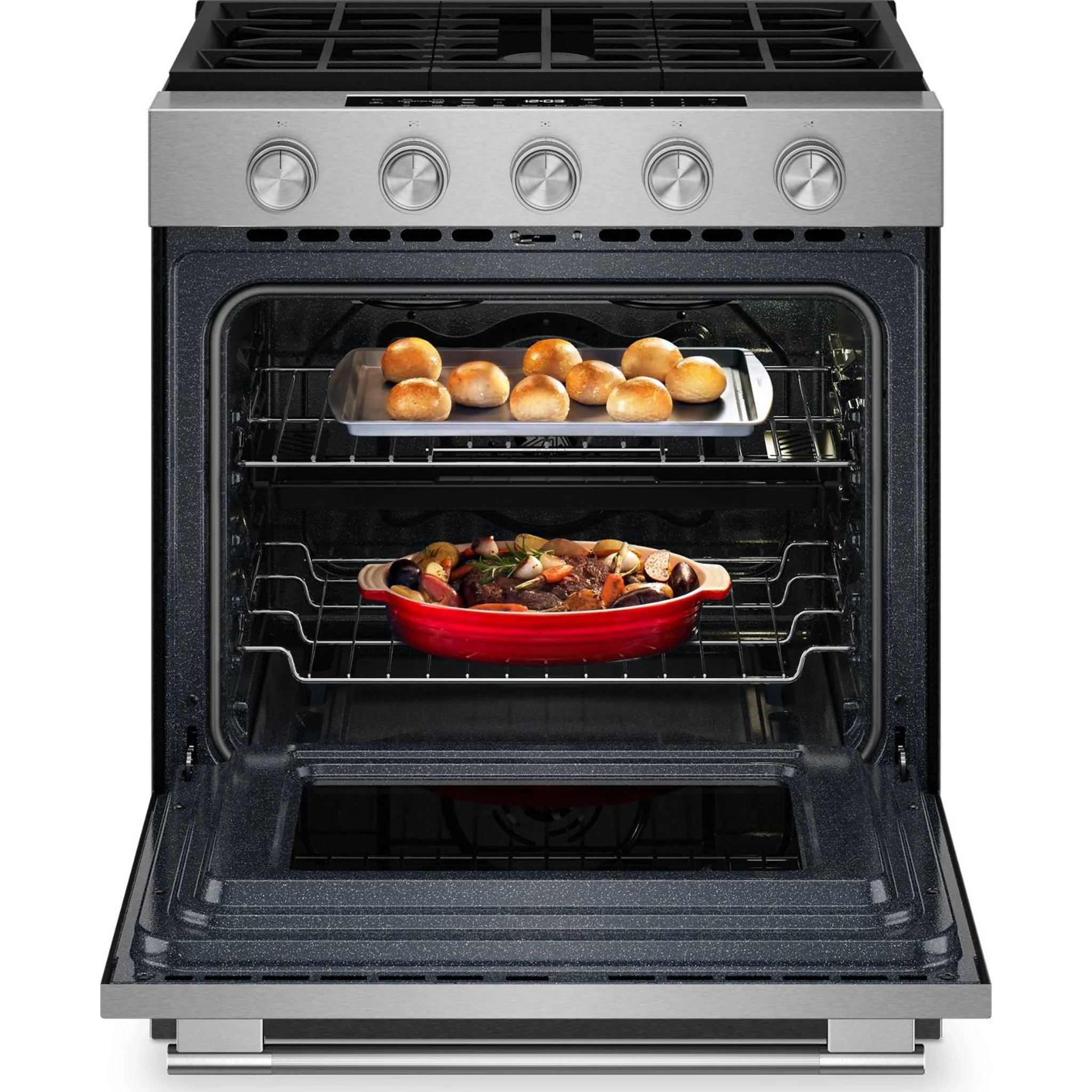 KitchenAid 5.0 Cu. Ft. Smart Slide-in Gas Range with Convection Cooking Modes and 2-in-1 Burner -Fingerprint Resistant Stainless Steel (KSGS530SPS) - Image 2