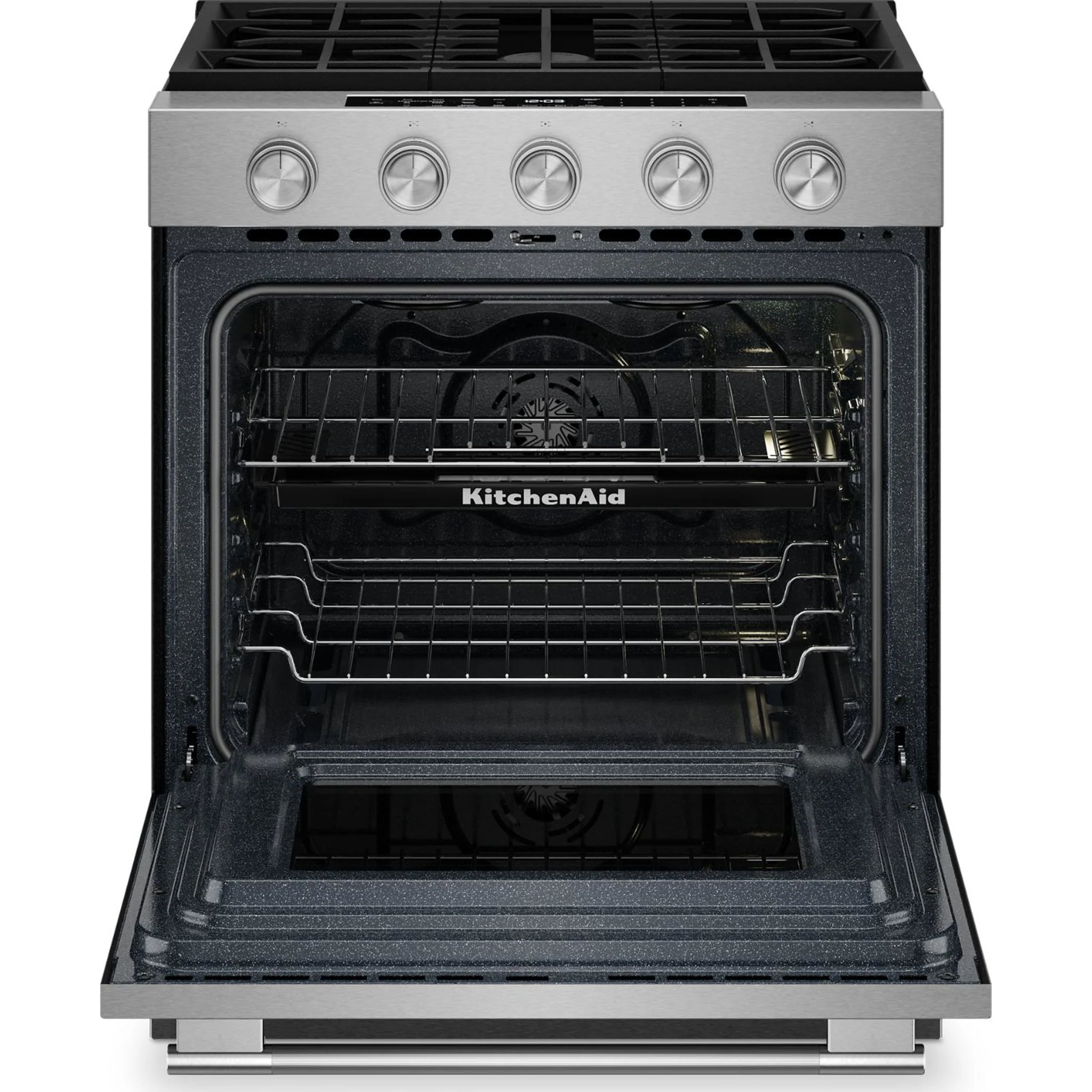 KitchenAid 5.0 Cu. Ft. Smart Slide-in Gas Range with Convection Cooking Modes and 2-in-1 Burner -Fingerprint Resistant Stainless Steel (KSGS530SPS) - Image 4