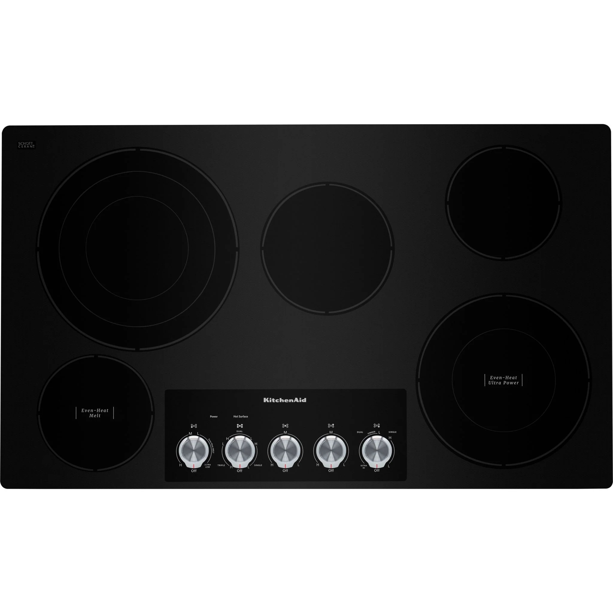 KitchenAid 36" Electric Cooktop with 5 Elements and Knob Controls -Black (KCES556HBL)