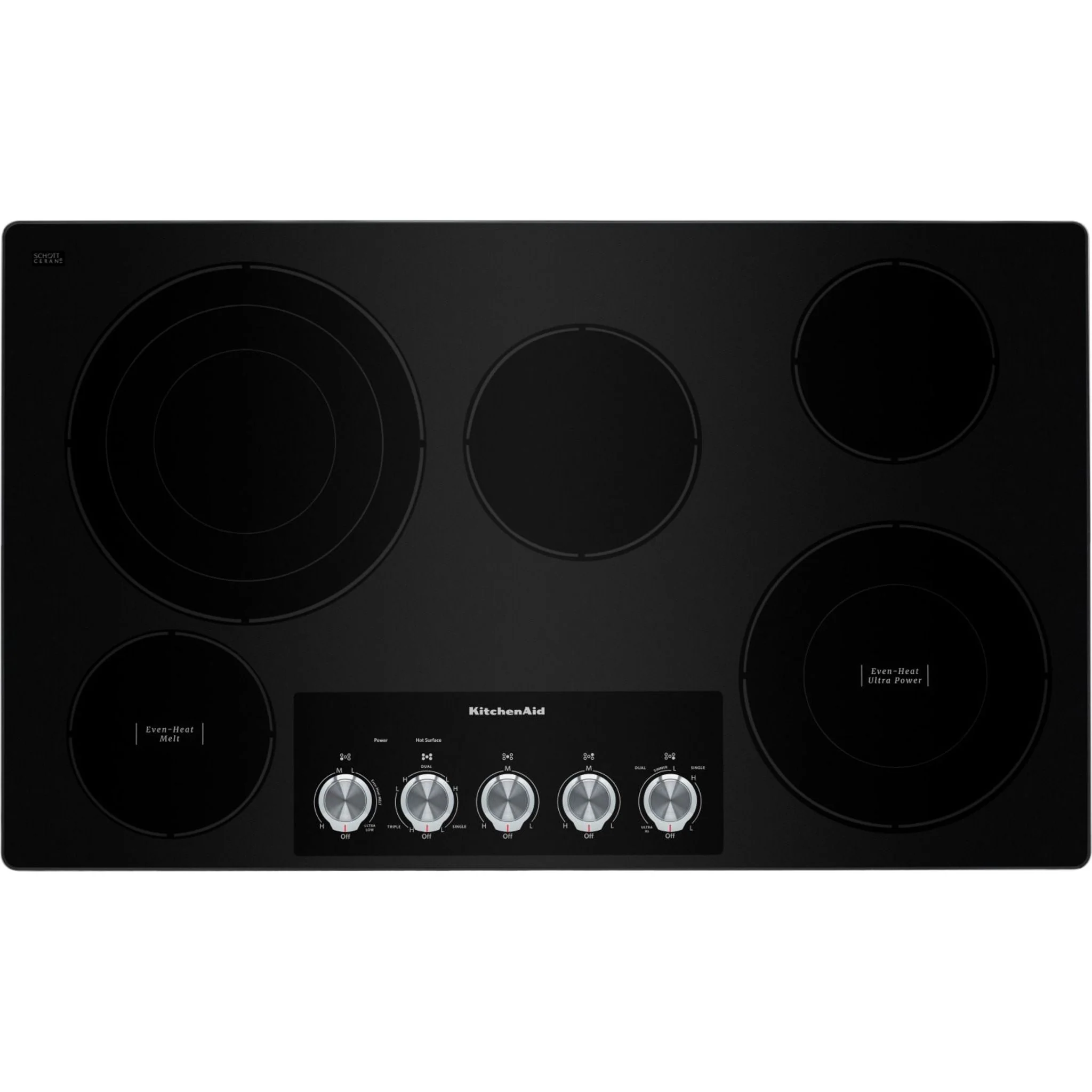 KitchenAid 36" Electric Cooktop with 5 Elements and Knob Controls -Stainless Steel (KCES556HSS)