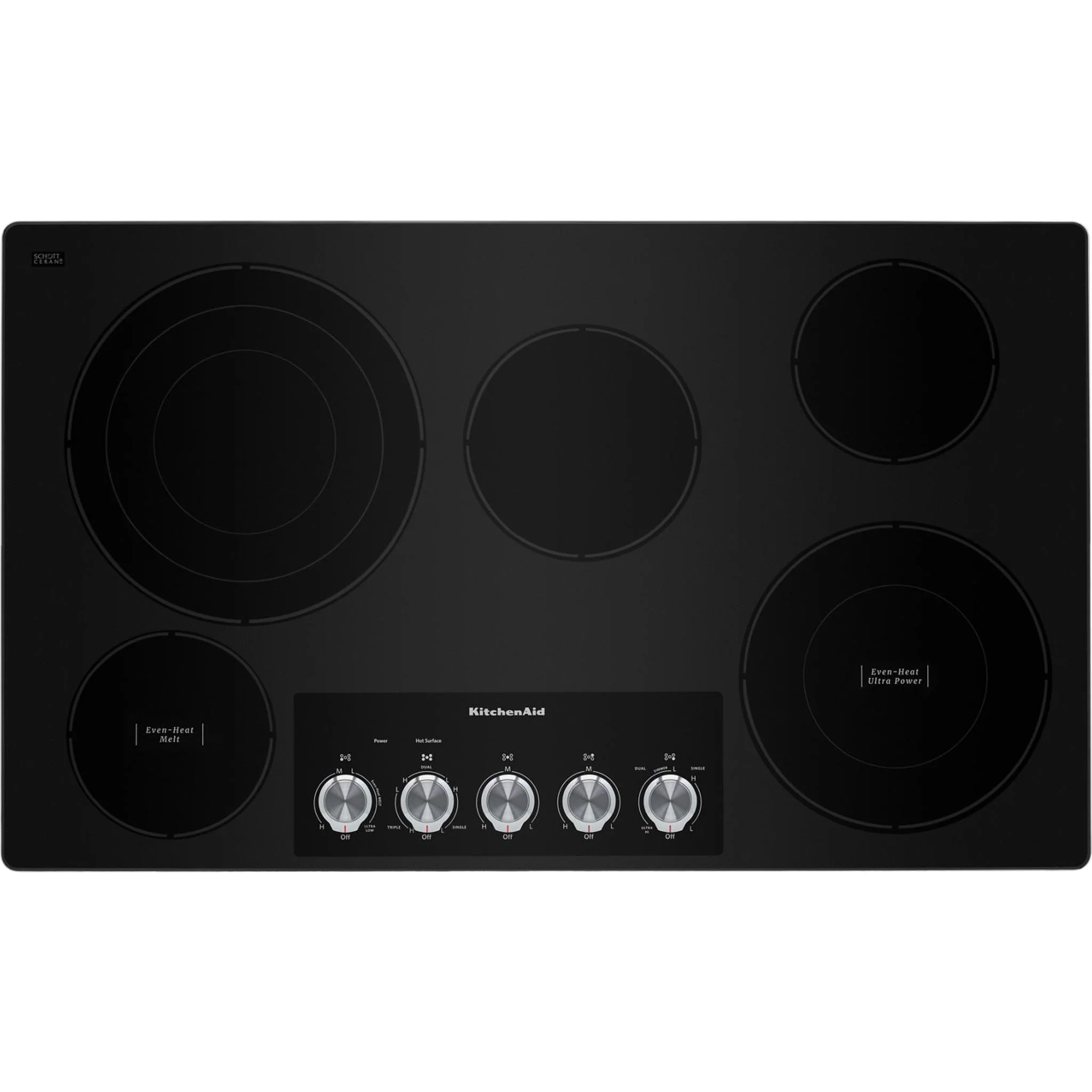KitchenAid 36" Electric Cooktop with 5 Elements and Knob Controls -Stainless Steel (KCES556HSS) - Image 2