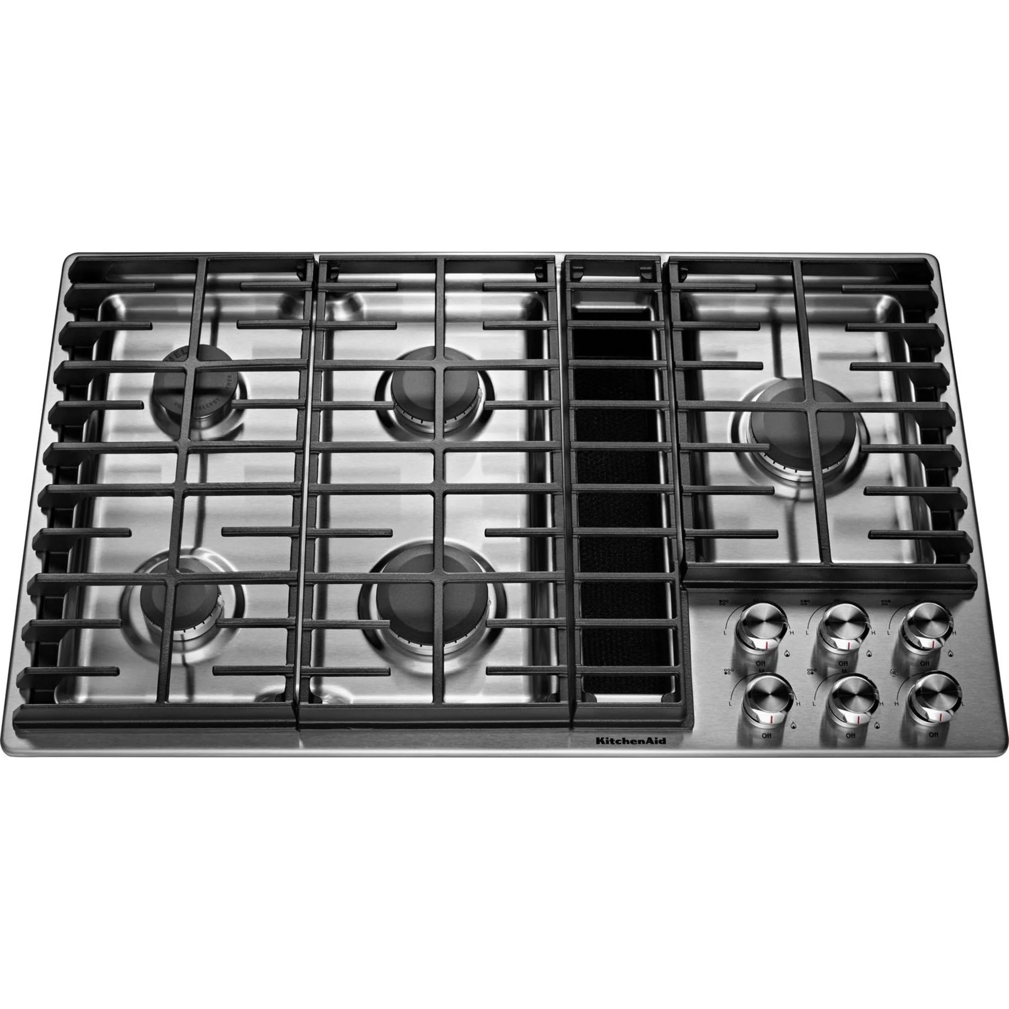KitchenAid 36" 5 Burner Gas Downdraft Cooktop -Stainless Steel (KCGD506GSS) - Image 5