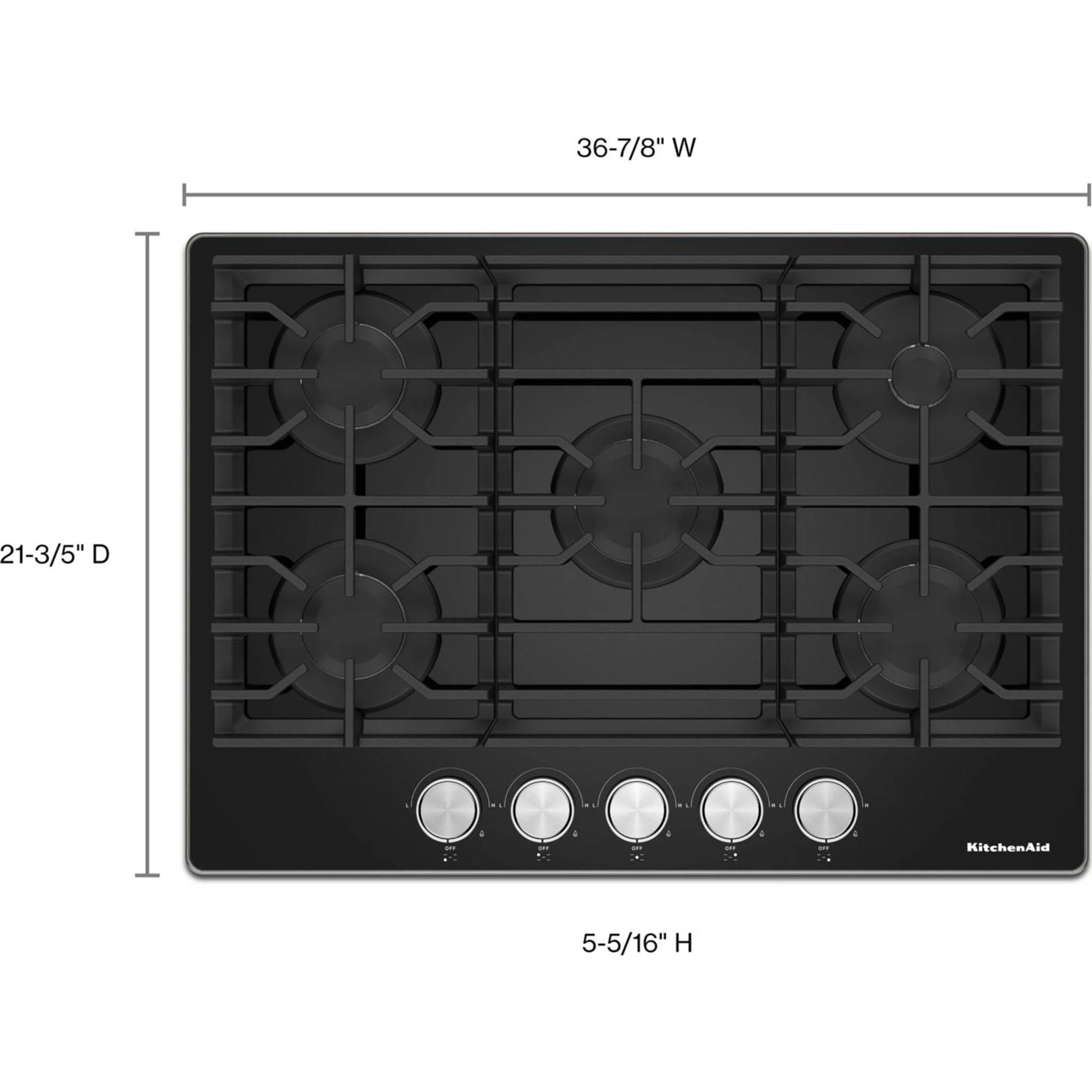 KitchenAid 36" Gas-on-Glass Cooktop -Black (KCGG536PBL) - Image 7