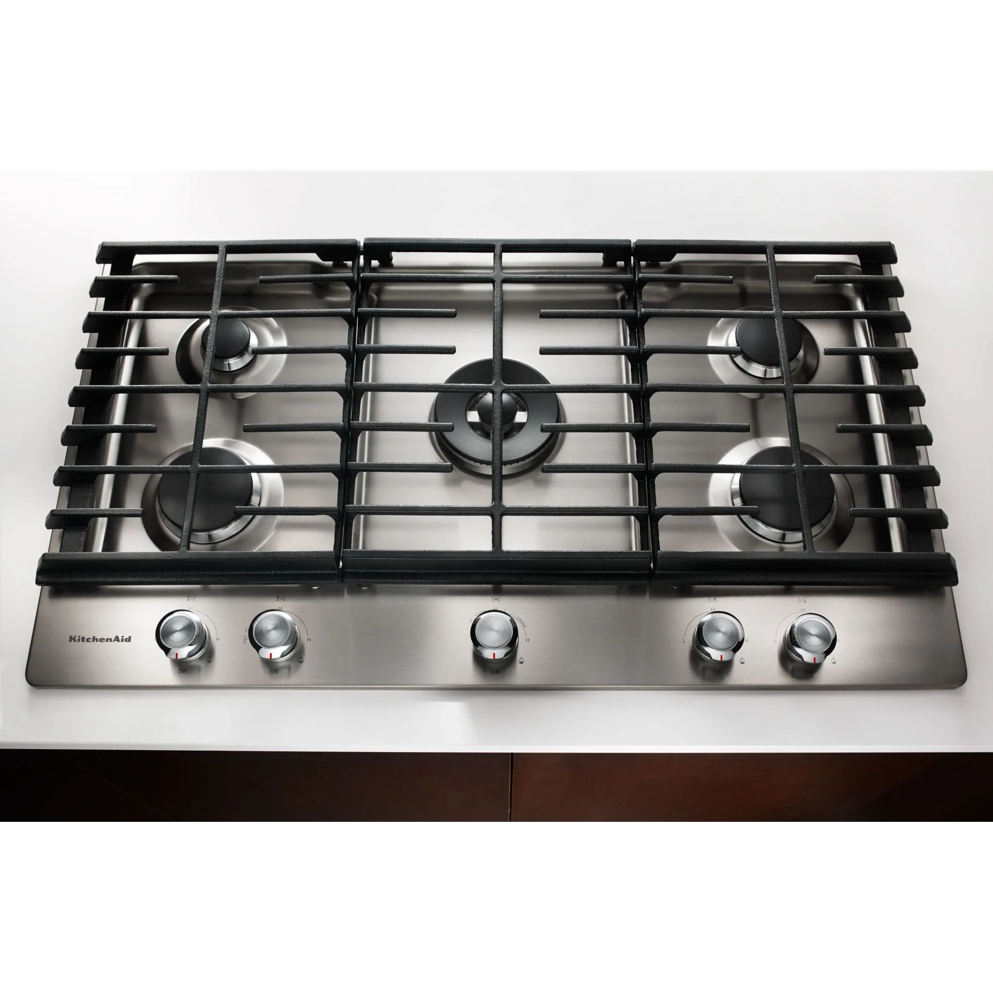 KitchenAid 36" 5-Burner Gas Cooktop -Stainless Steel (KCGS556ESS) - Image 2