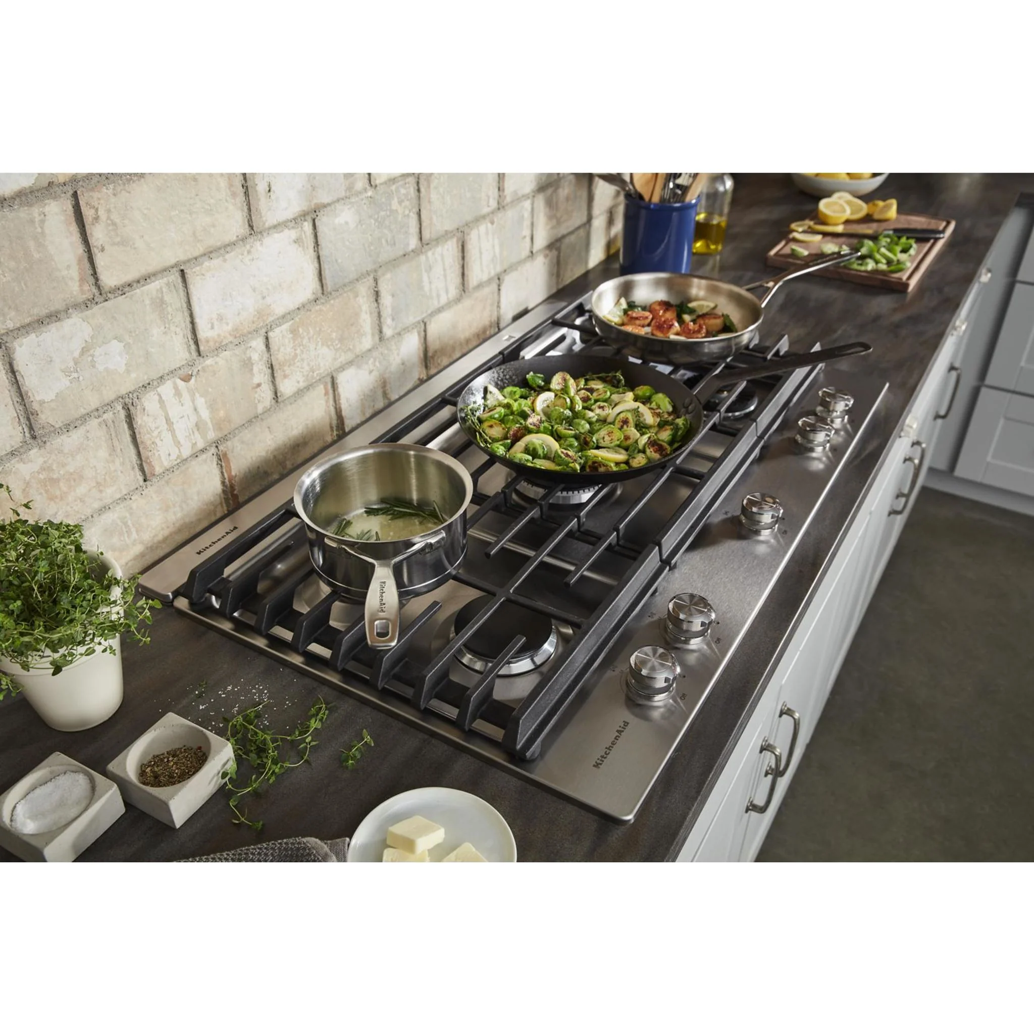 KitchenAid 36" 5-Burner Gas Cooktop with Griddle -Stainless Steel (KCGS956ESS) - Image 16