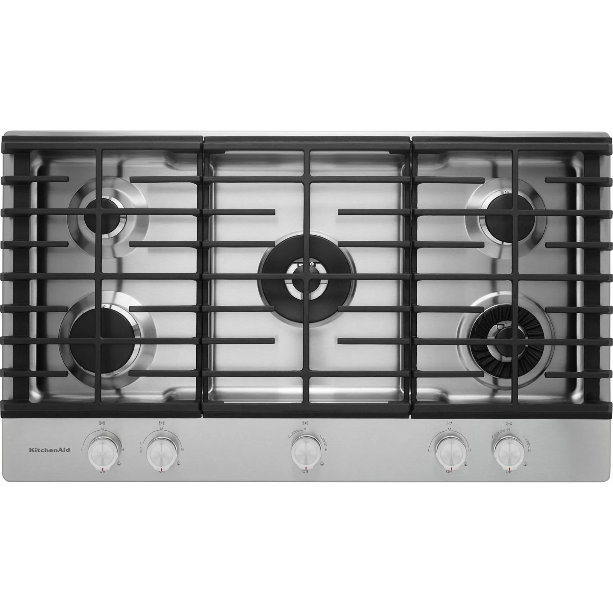 KitchenAid 36" 5-Burner Gas Cooktop with Griddle -Stainless Steel (KCGS956ESS) - Image 5