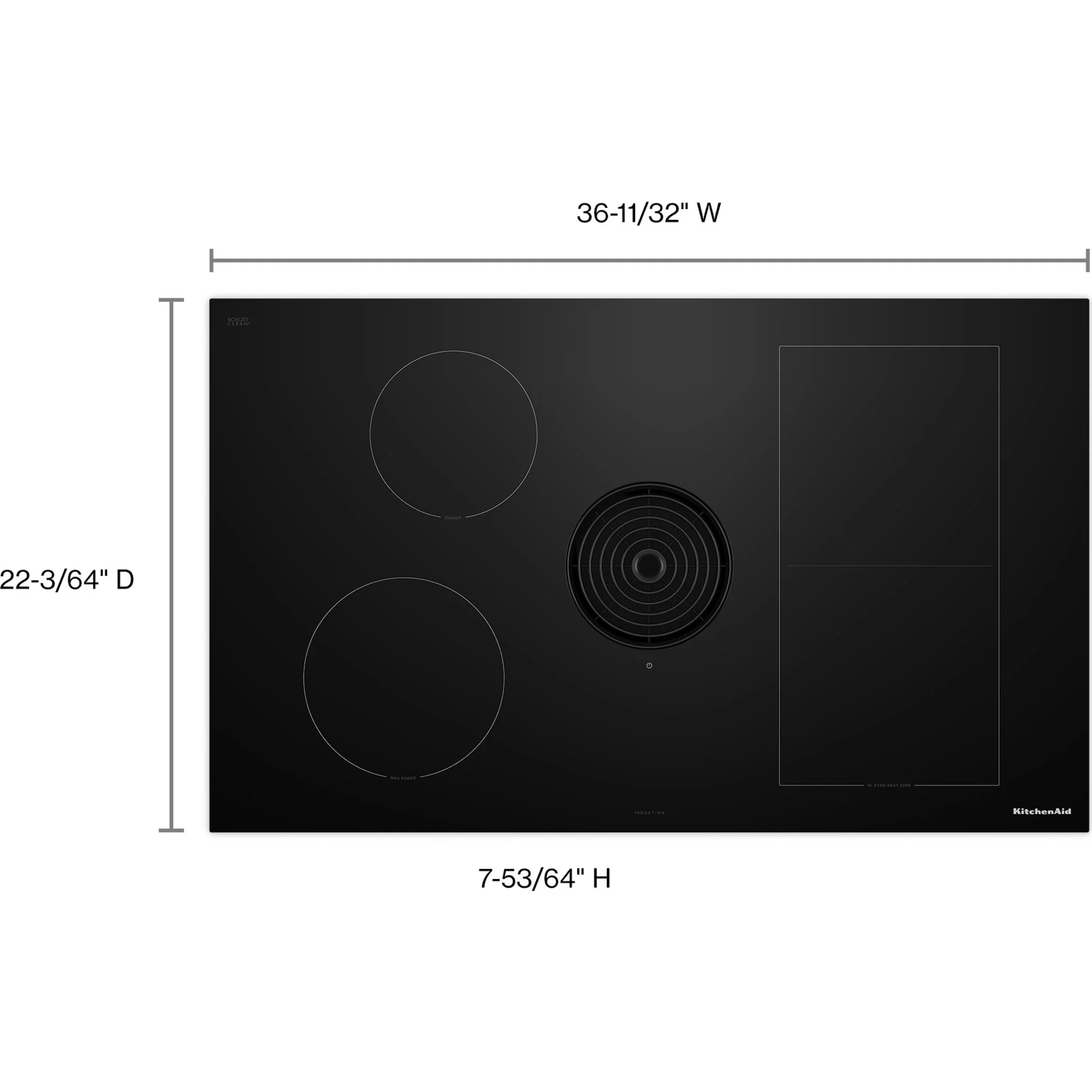 KitchenAid 36-inch NextGen Induction Downdraft Cooktop with Bridge XL Even-Heat Zone -Black (KCID936SBL) - Image 8
