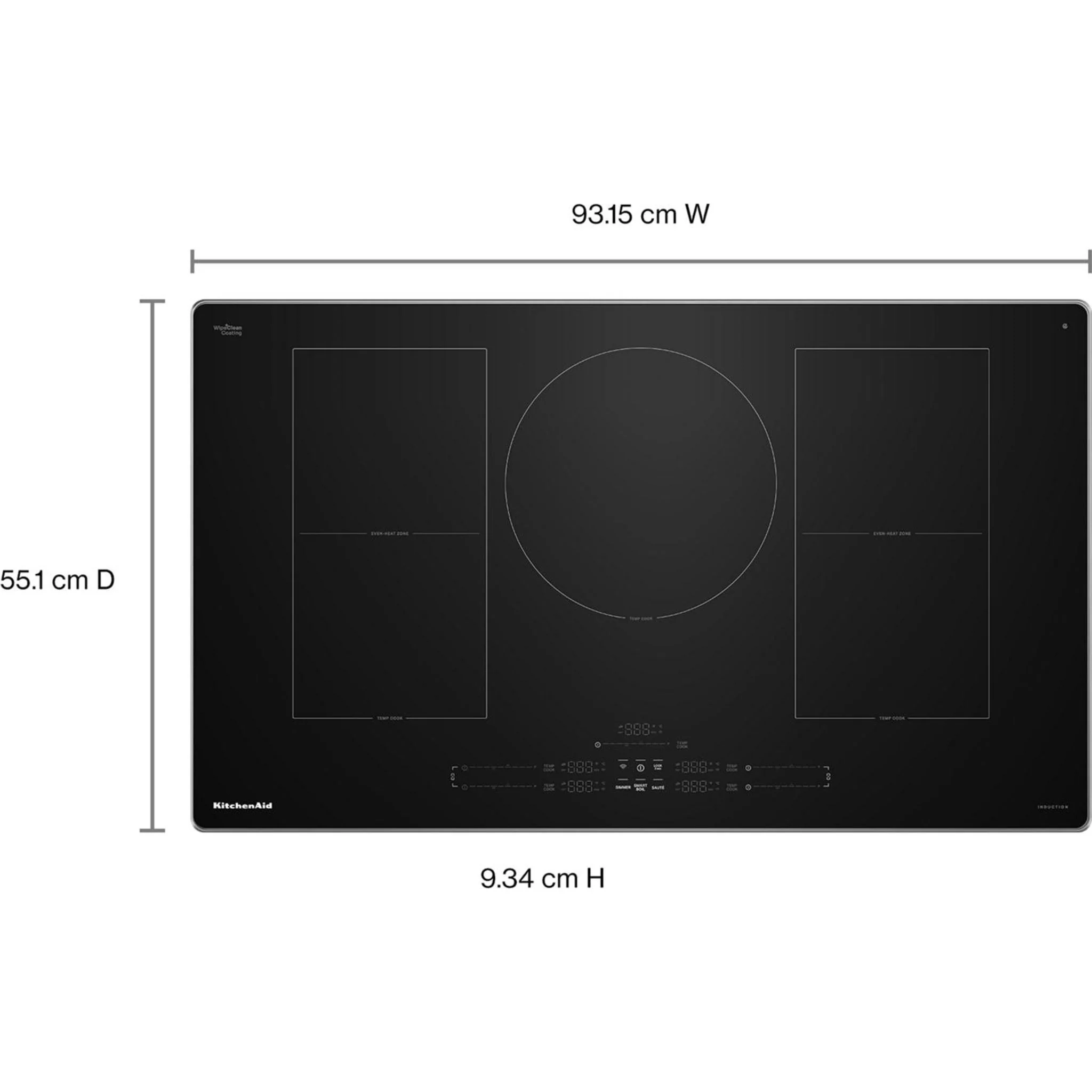 KitchenAid 36" Temp CookInduction Cooktop with 5 Cooking Zones -Blk Glass Touch Ctrl w SS side (KCIT736SSS) - Image 15