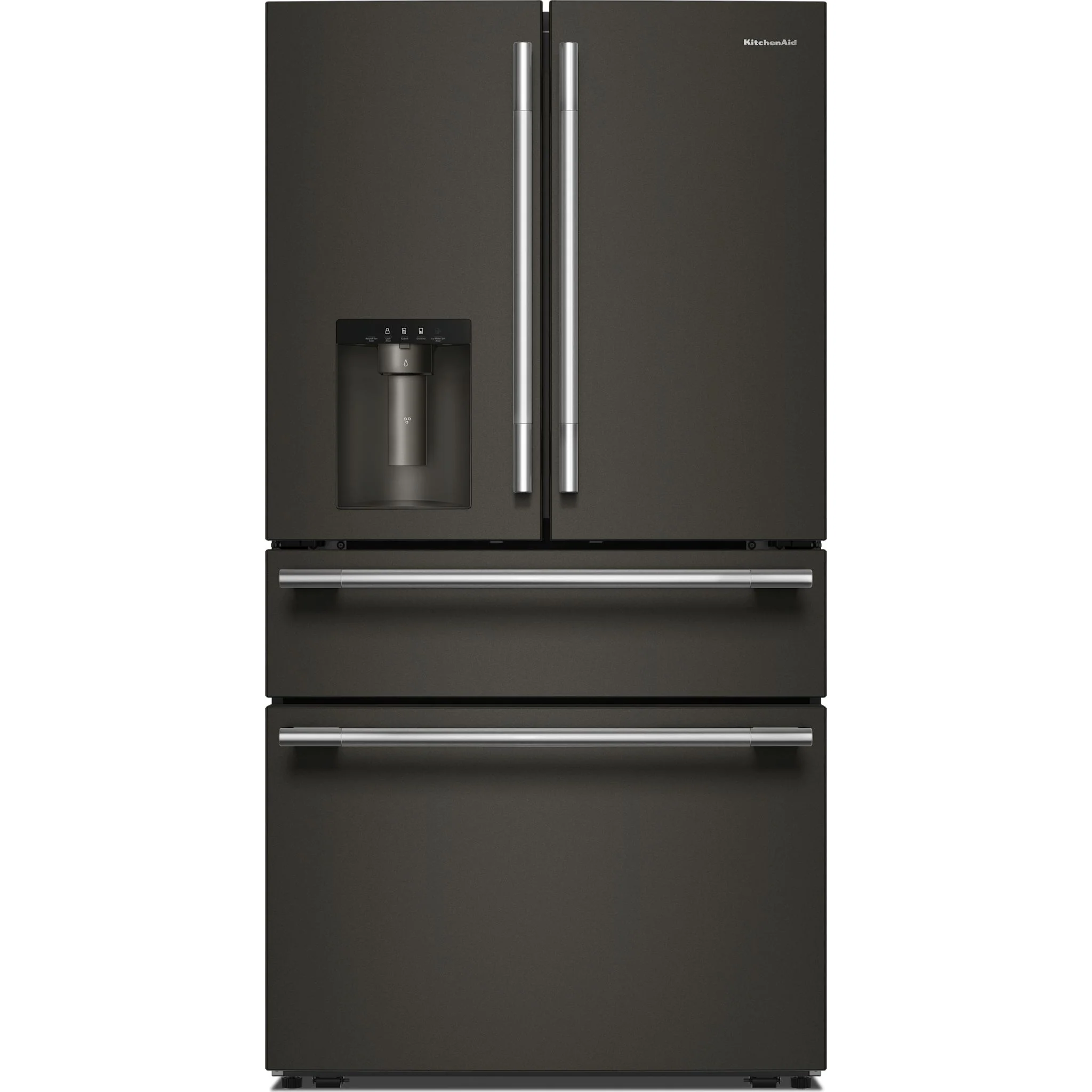 KitchenAid 29 cu. ft. French Door Refrigerator with Exterior Water and Ice and FreshChillFull-Width Refrigerated Drawer -Black Ore (KRMF436SBE)