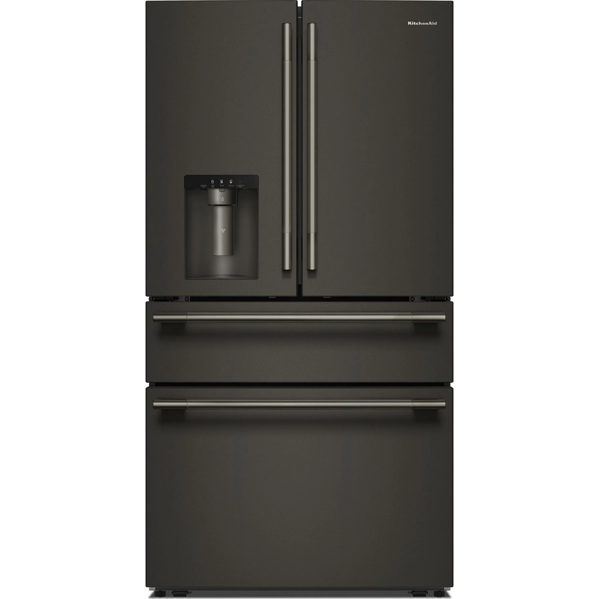 KitchenAid 29 cu. ft. French Door Refrigerator with Exterior Water and Ice and FreshChillFull-Width Refrigerated Drawer -Black Ore (KRMF436SBE) - Image 2