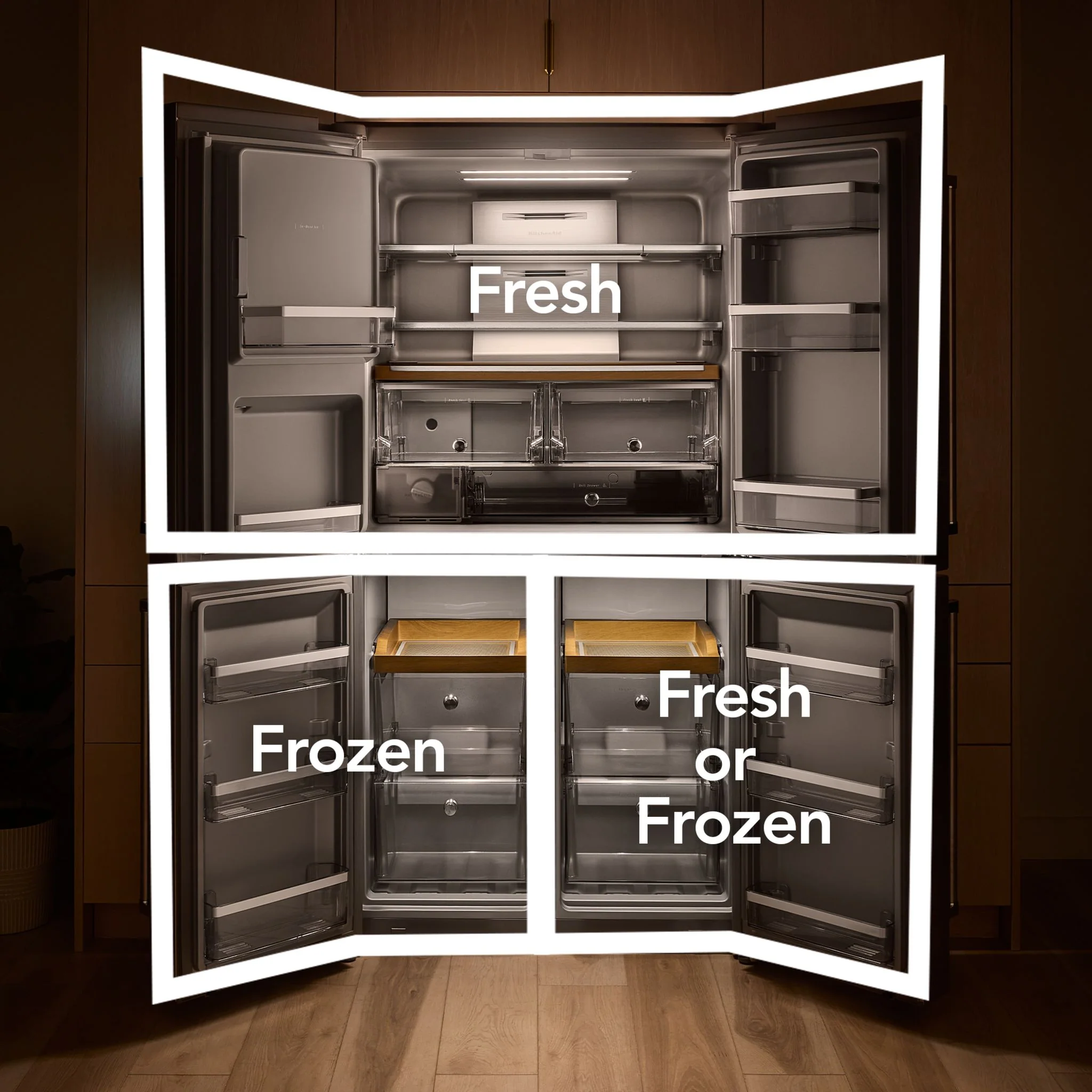 KitchenAid 36" Counter-Depth 19.4 Cu Ft 4-Door Refrigerator with Flexible Temperature Zone -Fingerprint Resistant Stainless Steel (KRQC736RPS) - Image 5