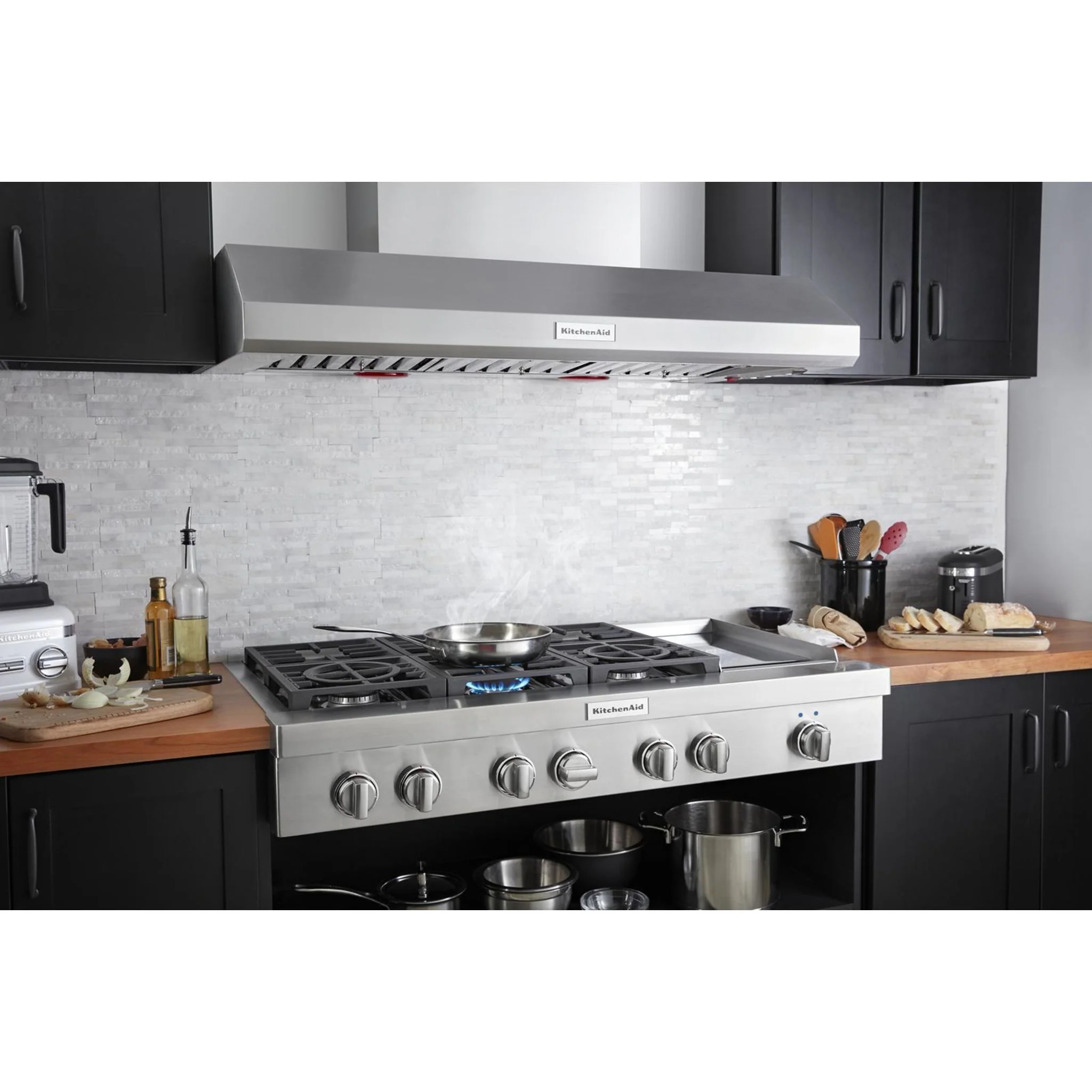 KitchenAid 48'' 6-Burner Commercial-Style Gas Rangetop with Griddle -Stainless Steel (KCGC558JSS) - Image 11
