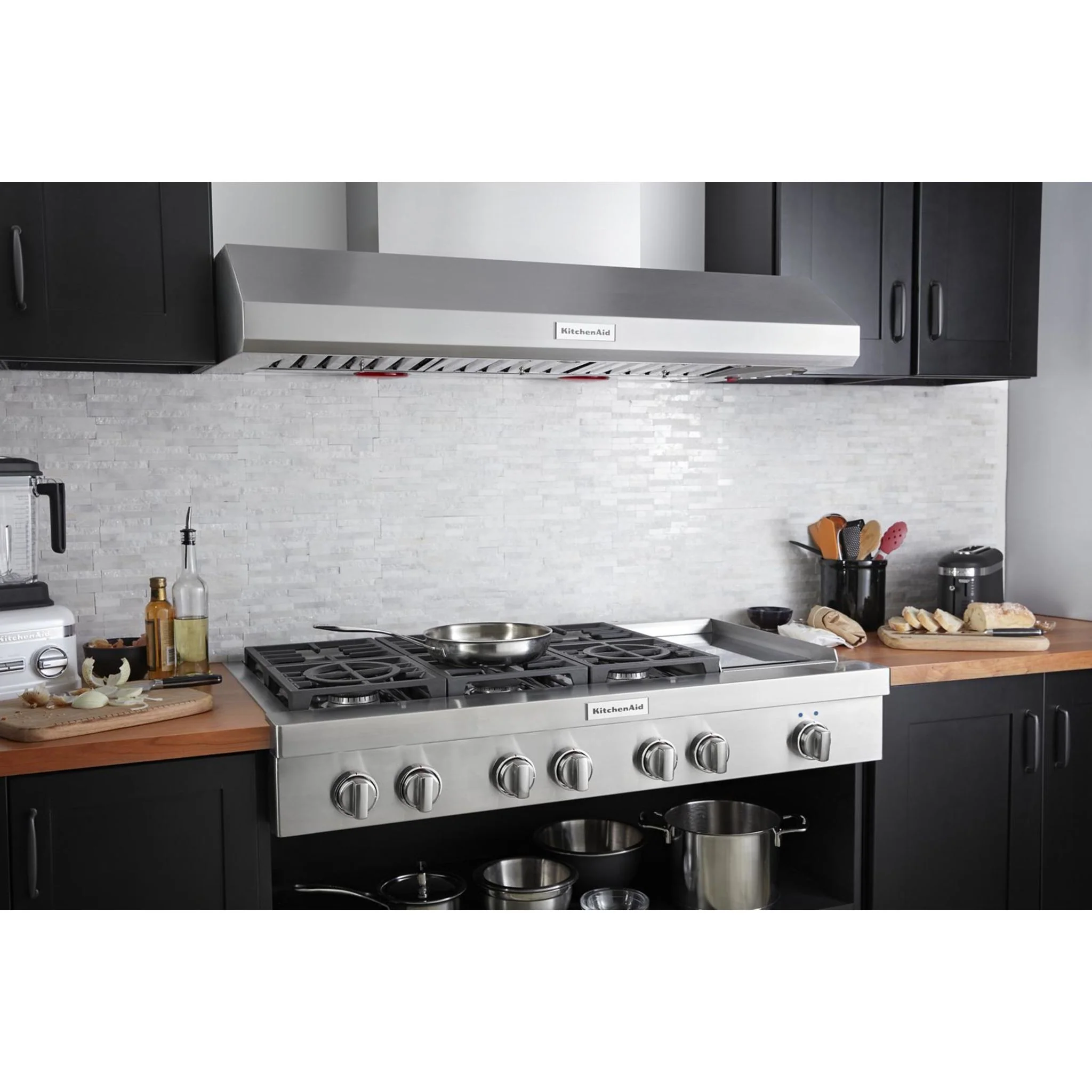 KitchenAid 48'' 6-Burner Commercial-Style Gas Rangetop with Griddle -Stainless Steel (KCGC558JSS) - Image 12