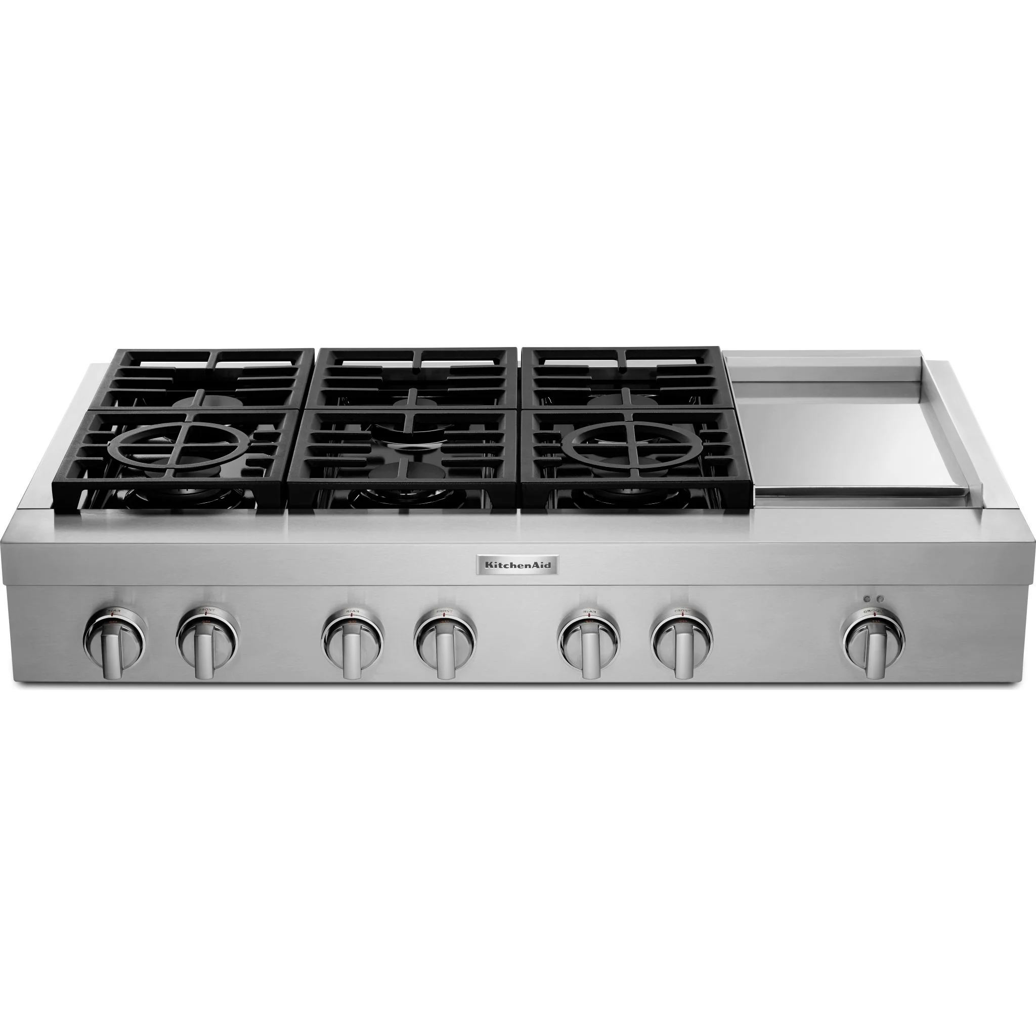 KitchenAid 48'' 6-Burner Commercial-Style Gas Rangetop with Griddle -Stainless Steel (KCGC558JSS) - Image 4