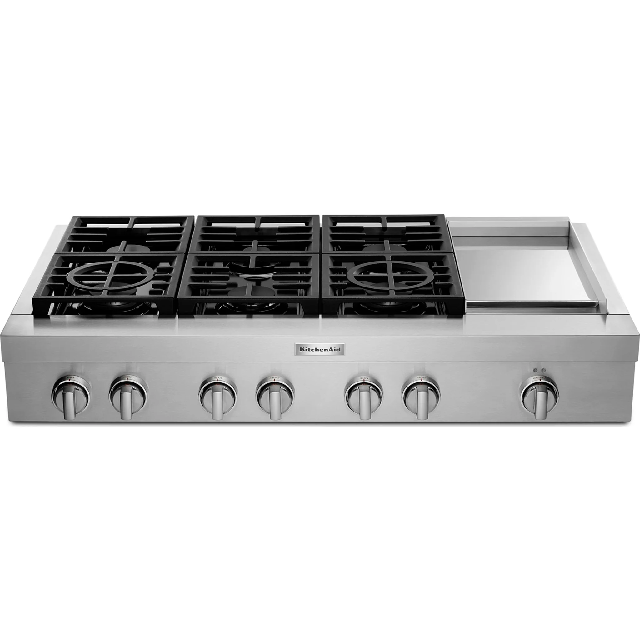 KitchenAid 48'' 6-Burner Commercial-Style Gas Rangetop with Griddle -Stainless Steel (KCGC558JSS) - Image 6