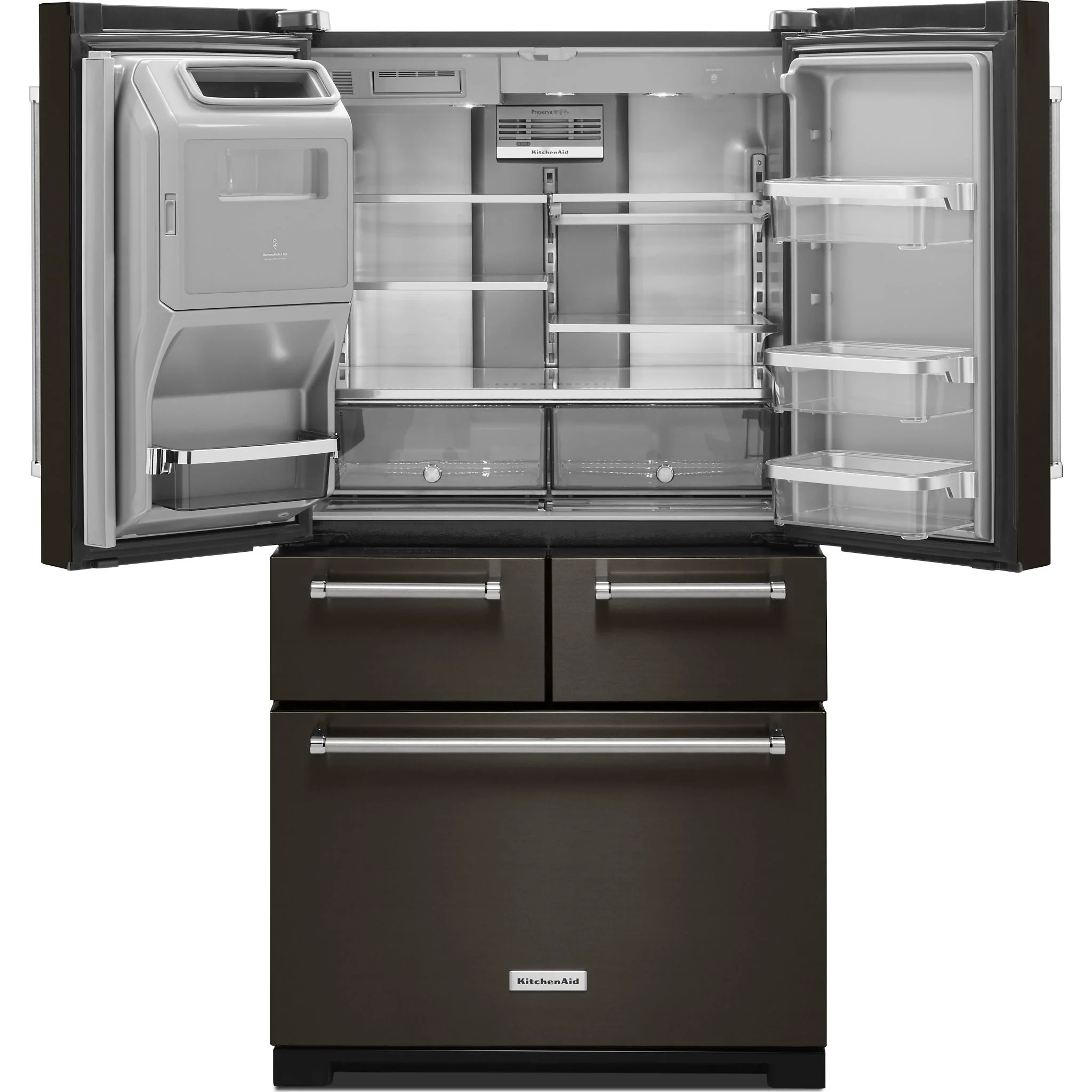 KitchenAid 25.8 Cu. Ft. 36" Multi-Door Freestanding Refrigerator with Platinum Interior Design and PrintShieldFinish -Black Stainless (KRMF706EBS) - Image 10