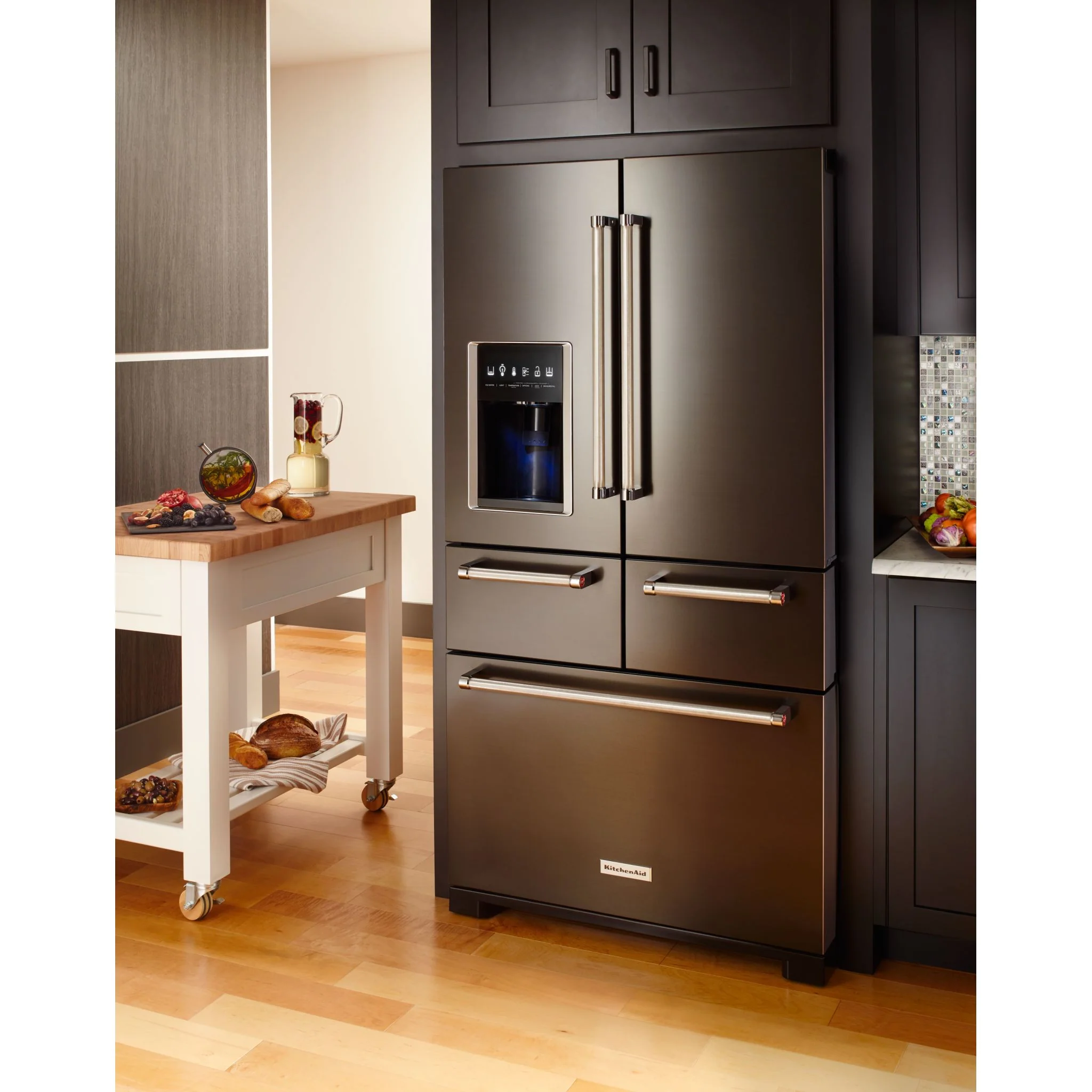 KitchenAid 25.8 Cu. Ft. 36" Multi-Door Freestanding Refrigerator with Platinum Interior Design and PrintShieldFinish -Black Stainless (KRMF706EBS) - Image 20