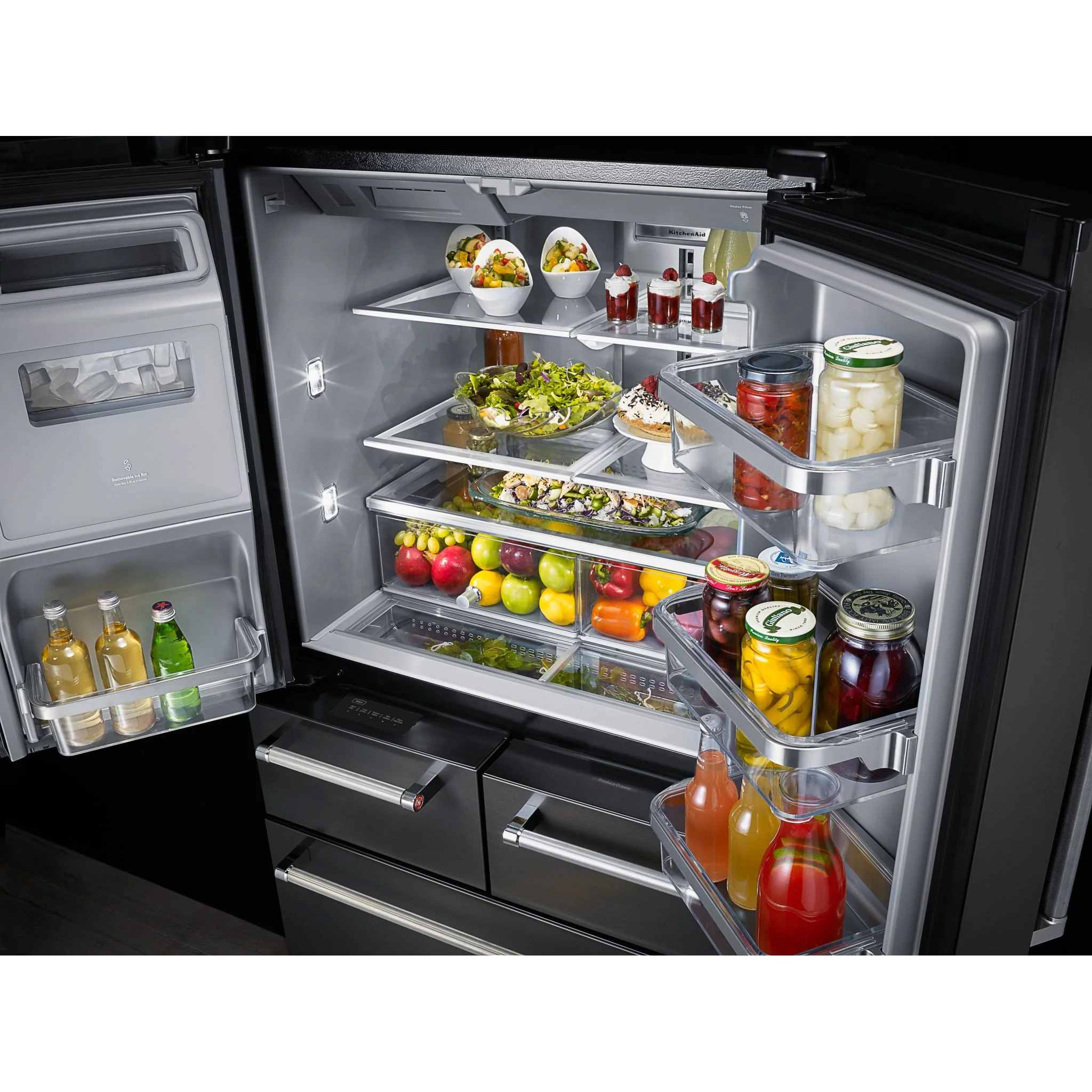 KitchenAid 25.8 Cu. Ft. 36" Multi-Door Freestanding Refrigerator with Platinum Interior Design and PrintShieldFinish -Black Stainless (KRMF706EBS) - Image 29