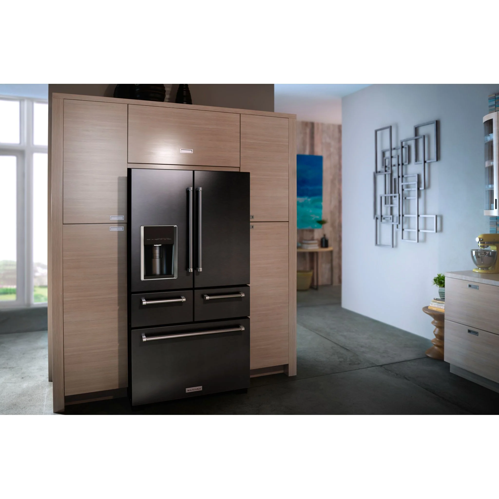KitchenAid 25.8 Cu. Ft. 36" Multi-Door Freestanding Refrigerator with Platinum Interior Design and PrintShieldFinish -Black Stainless (KRMF706EBS) - Image 3