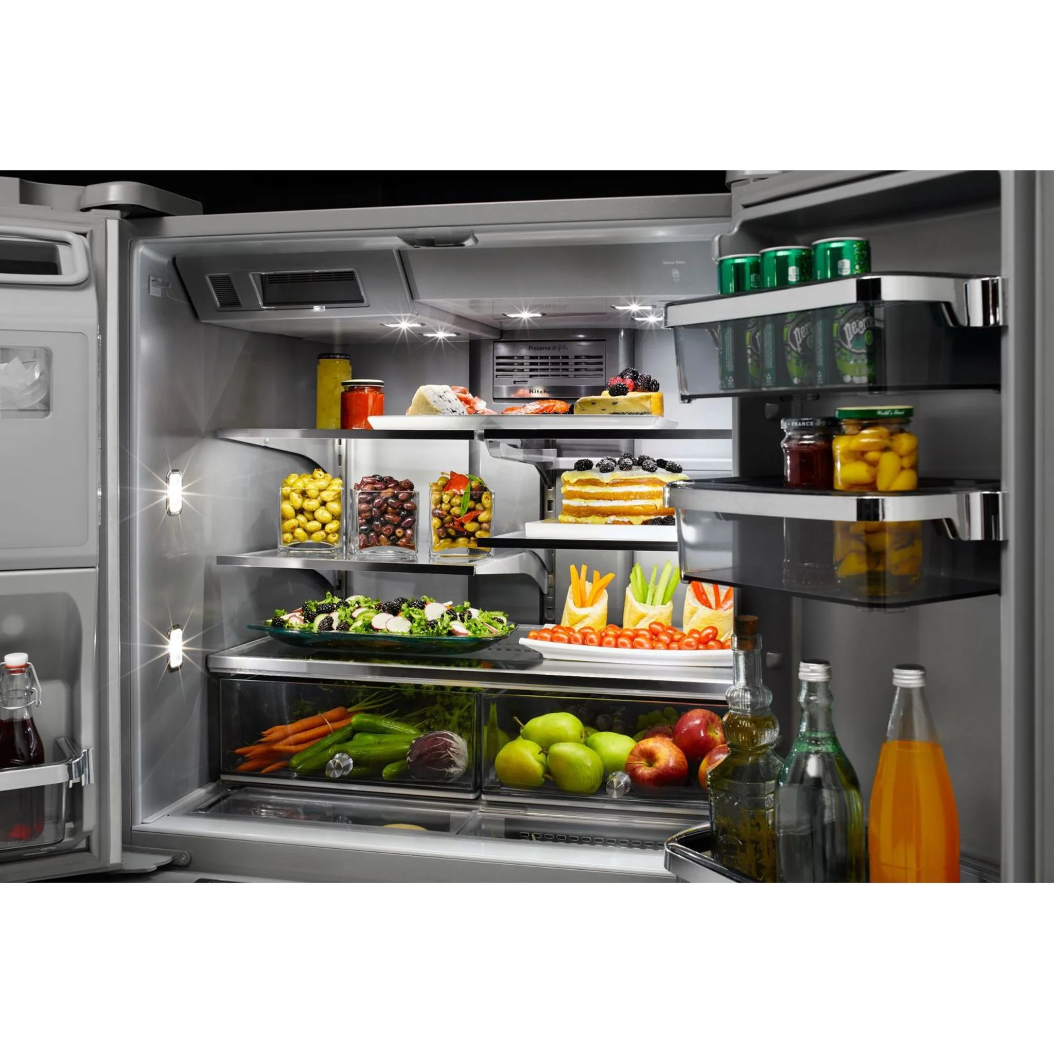 KitchenAid 25.8 Cu. Ft. 36" Multi-Door Freestanding Refrigerator with Platinum Interior Design -Stainless Steel (KRMF706ESS) - Image 12