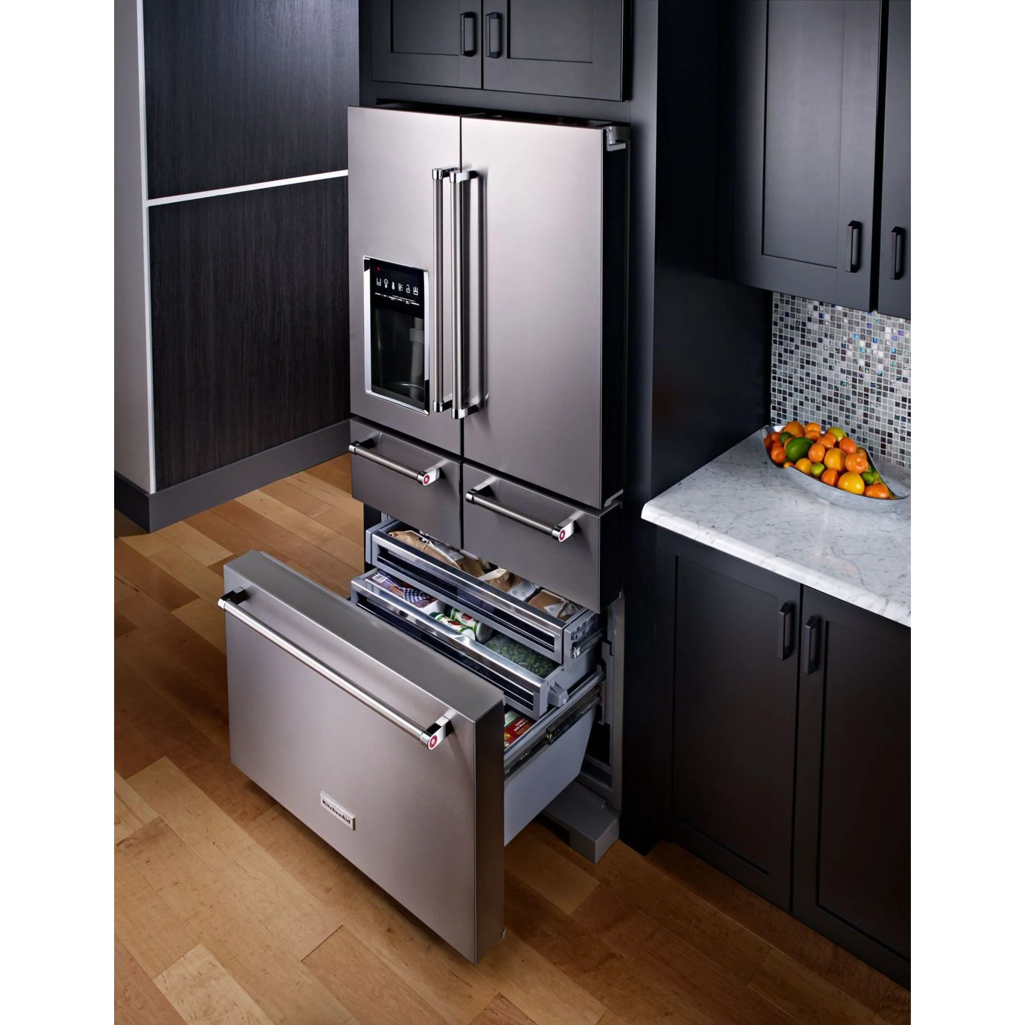 KitchenAid 25.8 Cu. Ft. 36" Multi-Door Freestanding Refrigerator with Platinum Interior Design -Stainless Steel (KRMF706ESS) - Image 16