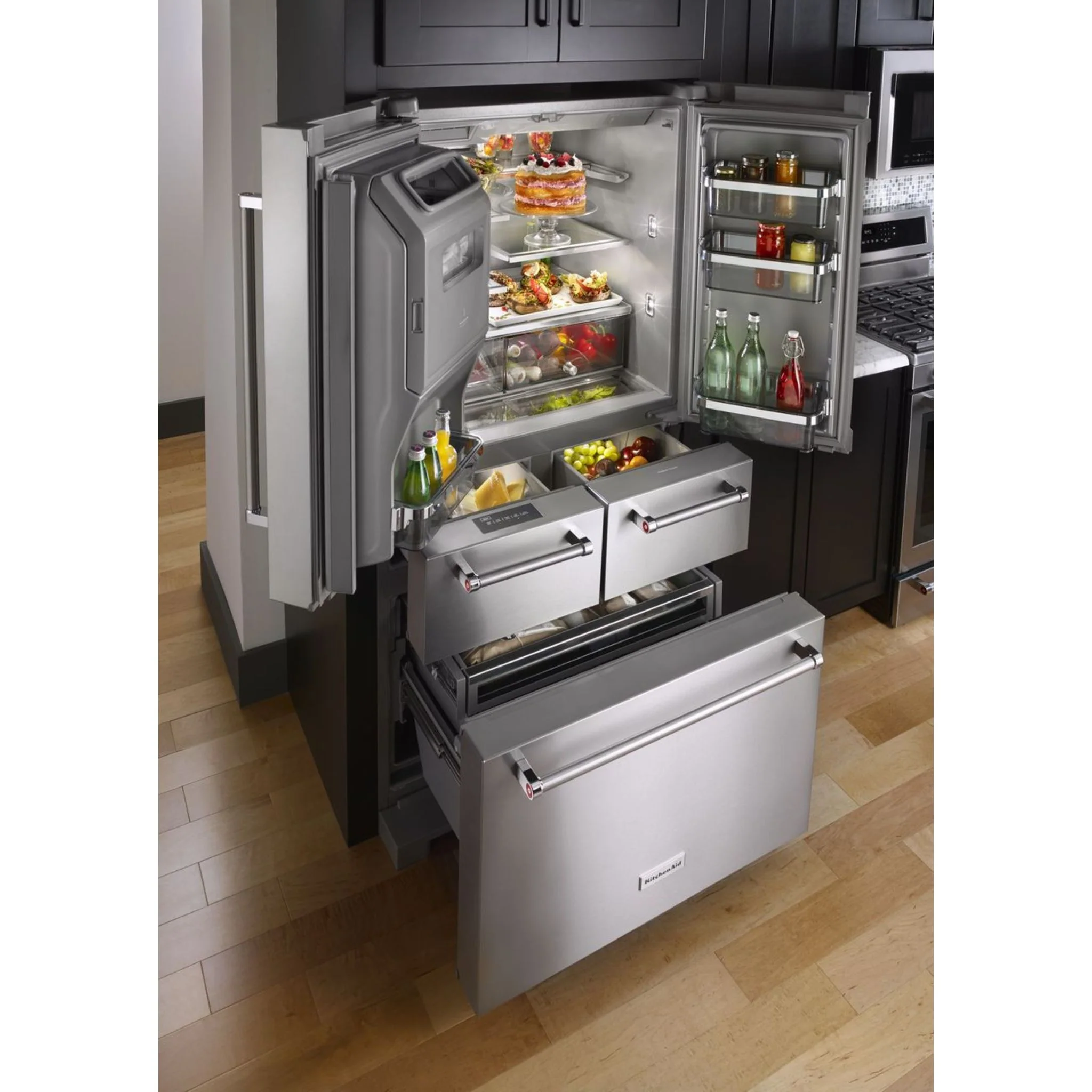 KitchenAid 25.8 Cu. Ft. 36" Multi-Door Freestanding Refrigerator with Platinum Interior Design -Stainless Steel (KRMF706ESS) - Image 5