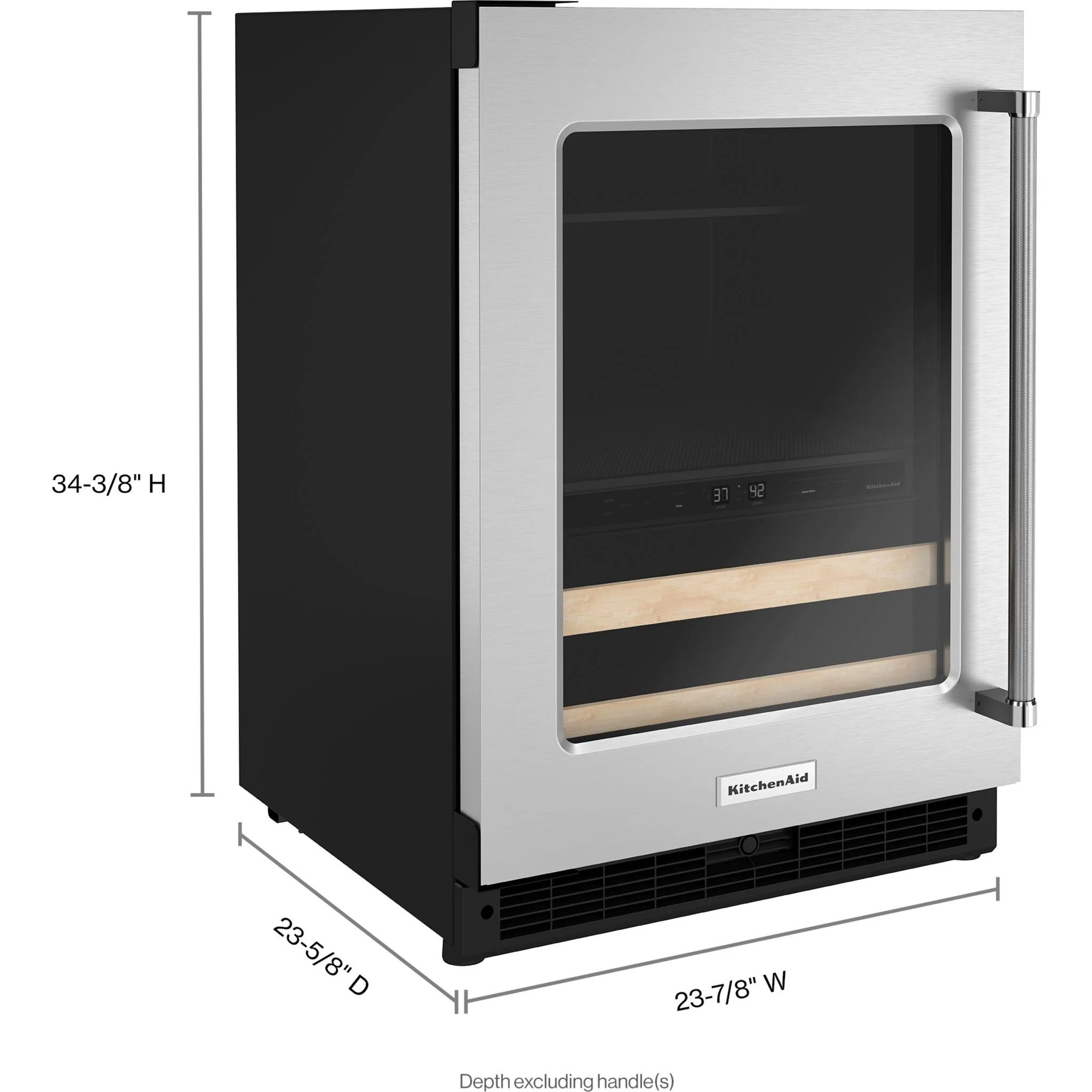 KitchenAid 24" Beverage Center with Glass Door and Wood-Front Racks - Stainless Steel (KUBL214KSB) - Image 2