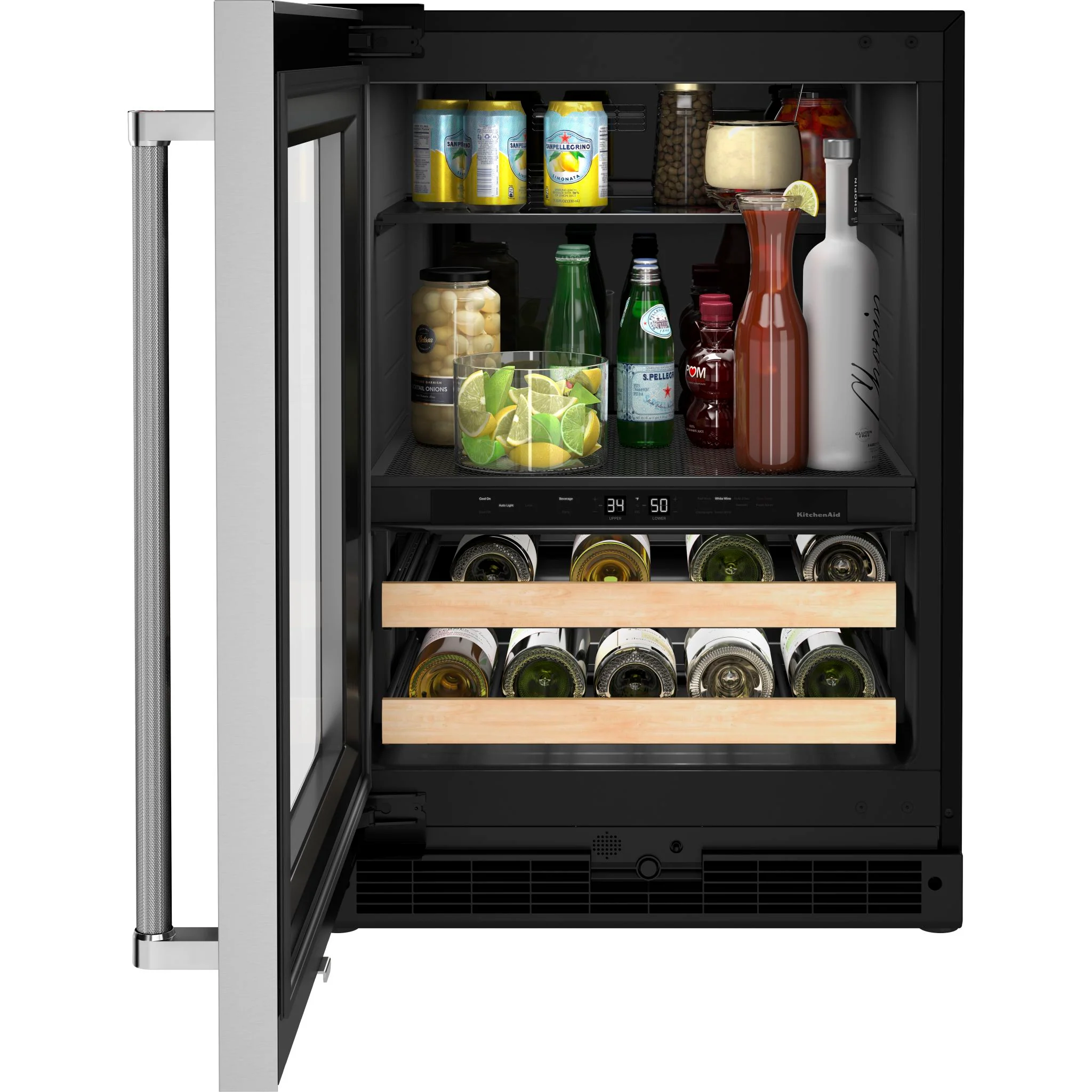 KitchenAid 24" Beverage Center with Glass Door and Wood-Front Racks - Stainless Steel (KUBL214KSB) - Image 5