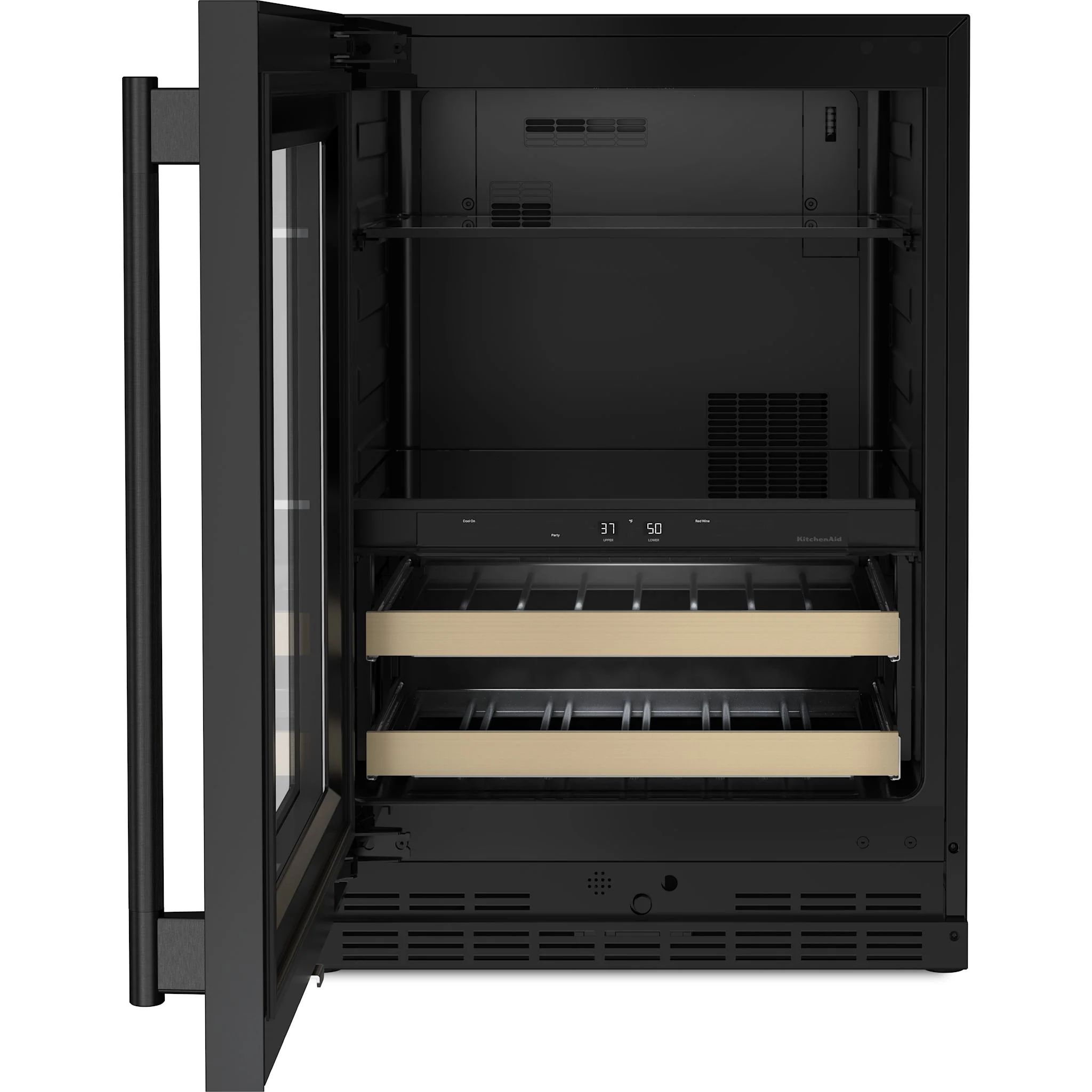 KitchenAid 24" Beverage Center with Glass Door and Wood-Front Racks - Black Ore (KUBL524SBE) - Image 12
