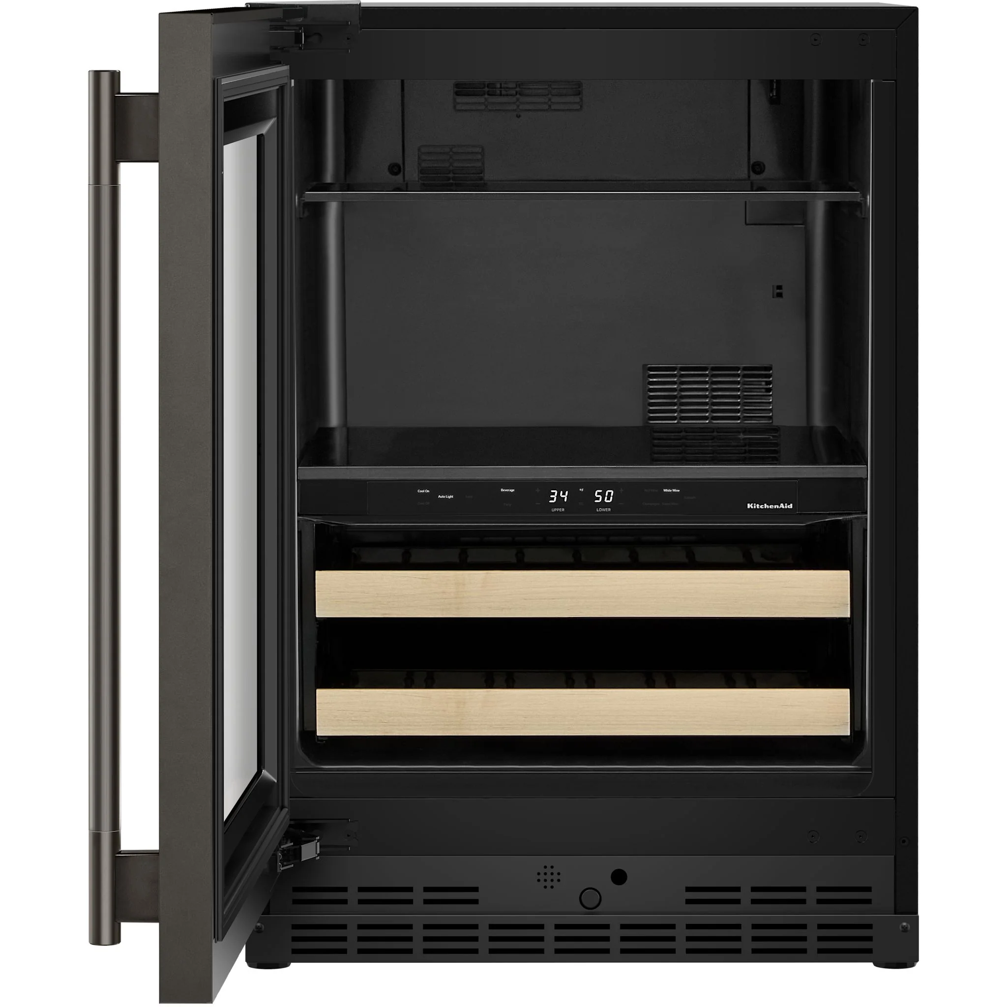 KitchenAid 24" Beverage Center with Glass Door and Wood-Front Racks - Black Ore (KUBL524SBE) - Image 13