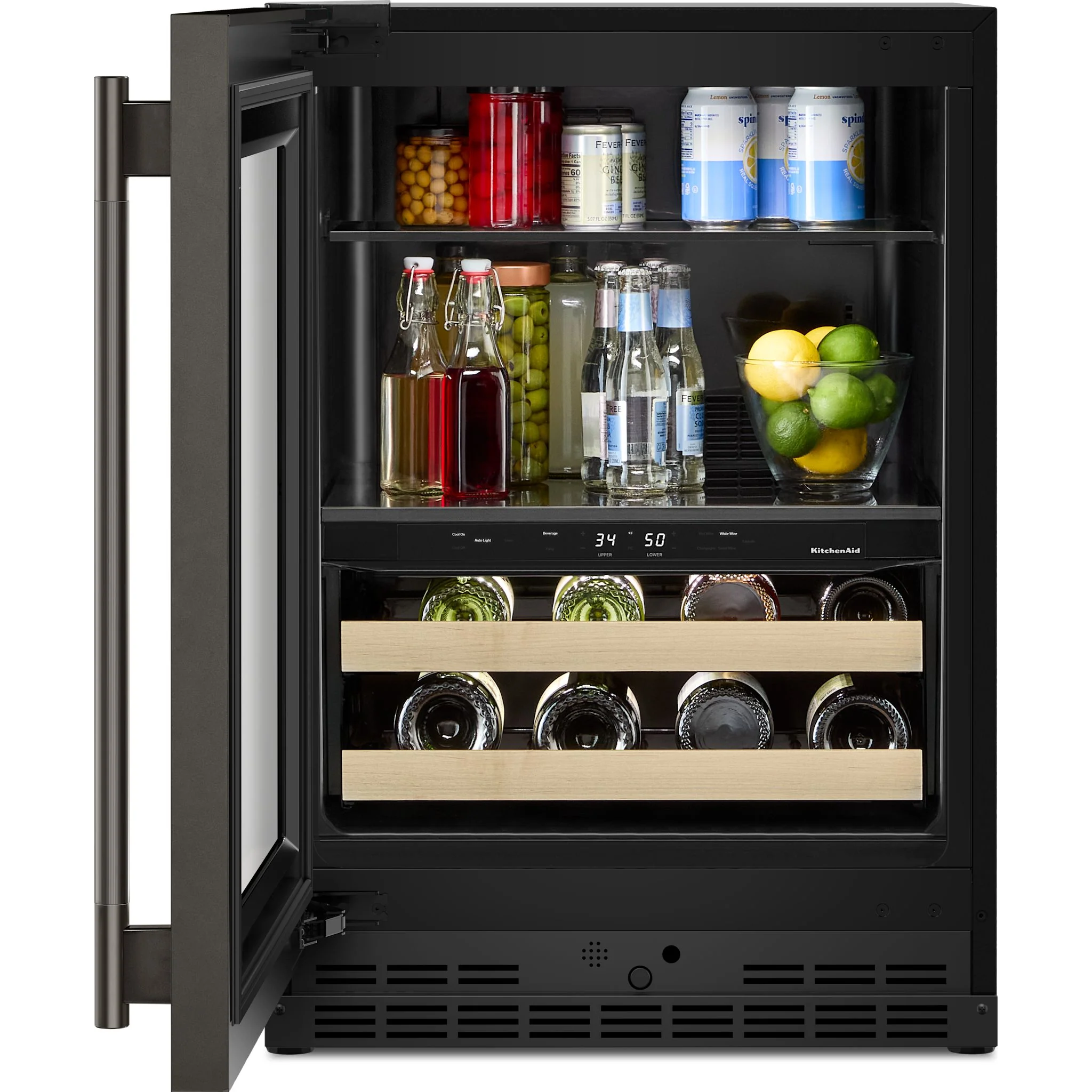 KitchenAid 24" Beverage Center with Glass Door and Wood-Front Racks - Black Ore (KUBL524SBE) - Image 14