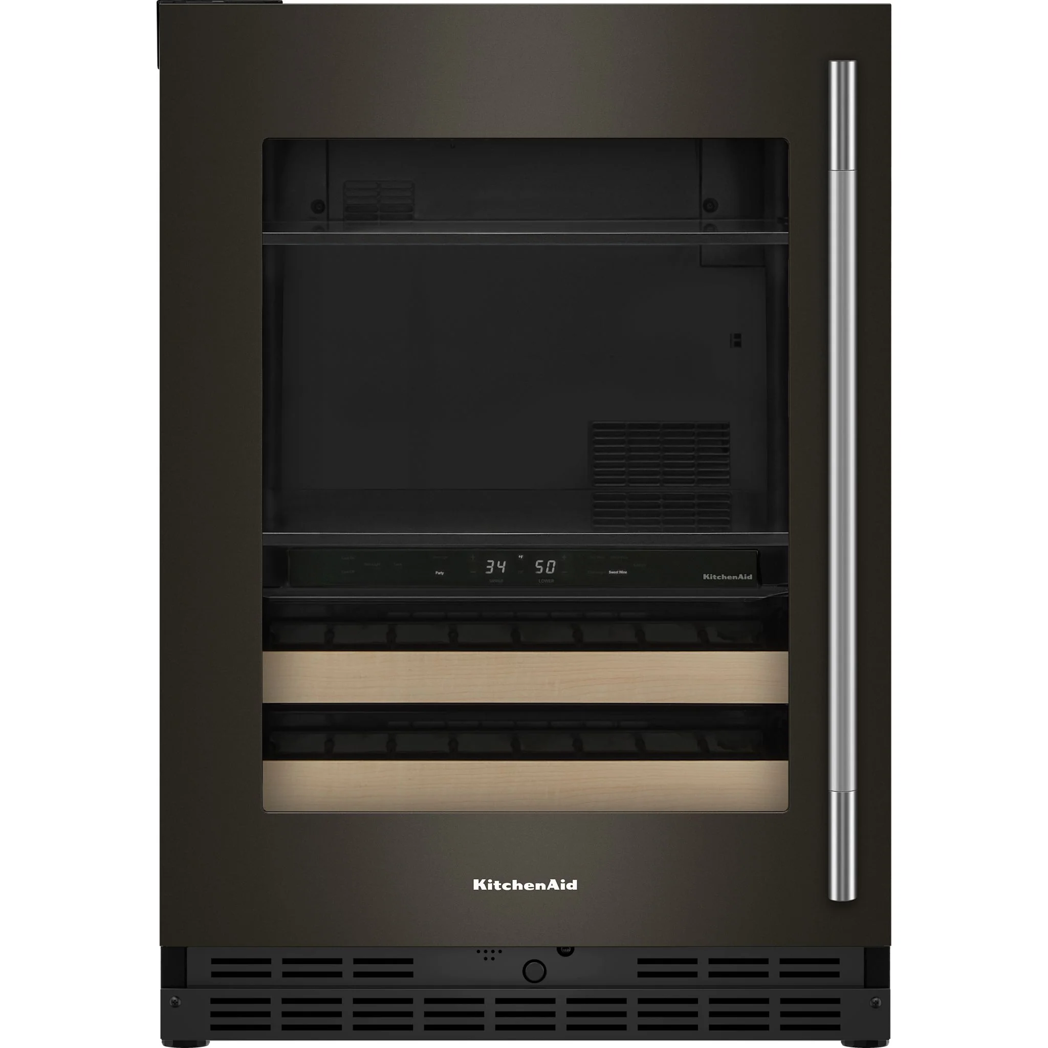 KitchenAid 24" Beverage Center with Glass Door and Wood-Front Racks - Black Ore (KUBL524SBE) - Image 2