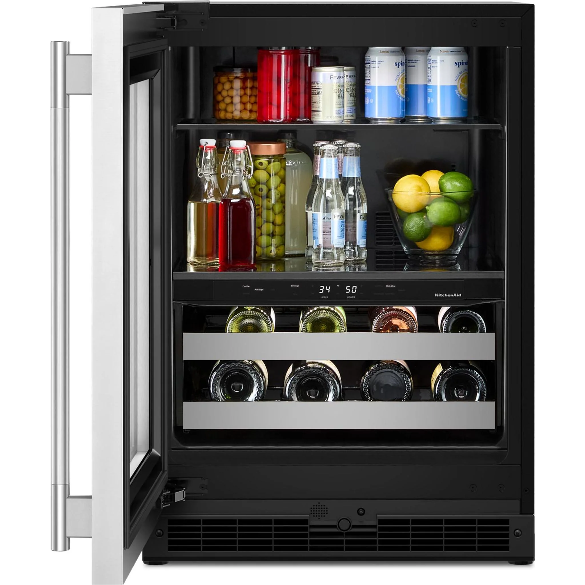 KitchenAid 24" Beverage Center with Glass Door and Metal-Front Racks - Black Cabinet/Stainless Doors (KUBL524SSB) - Image 2