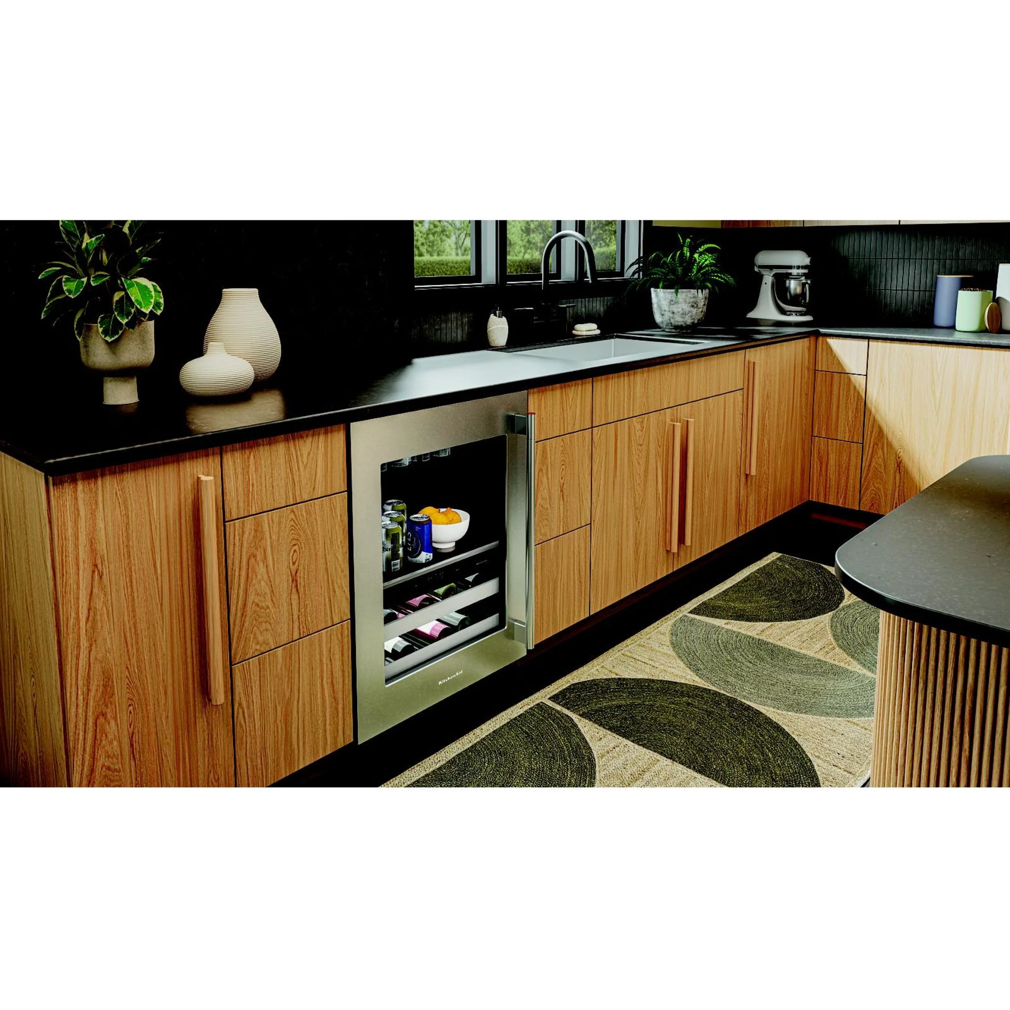 KitchenAid 24" Beverage Center with Glass Door and Metal-Front Racks - Black Cabinet/Stainless Doors (KUBL524SSB) - Image 5