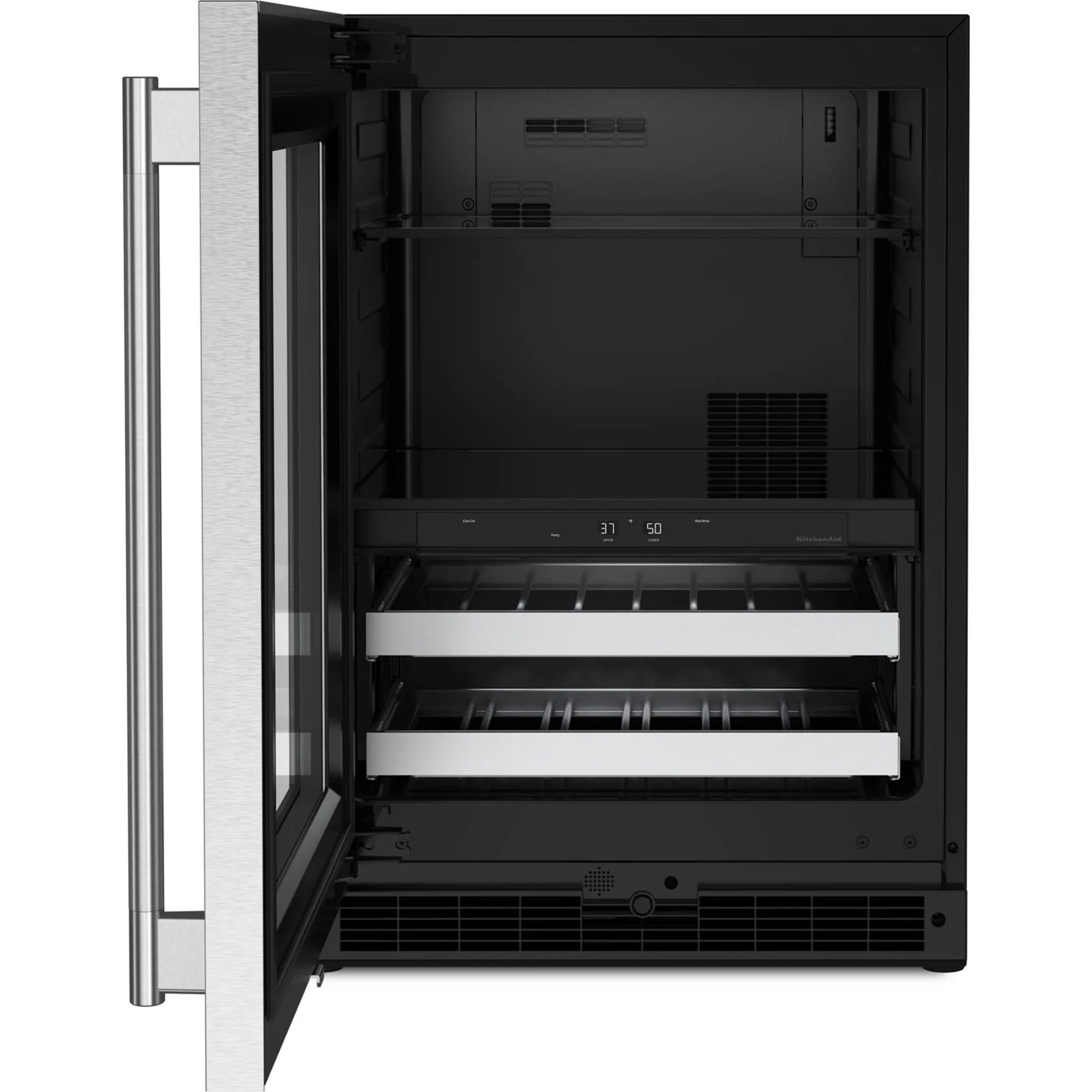 KitchenAid 24" Beverage Center with Glass Door and Metal-Front Racks - Black Cabinet/Stainless Doors (KUBL524SSB) - Image 7