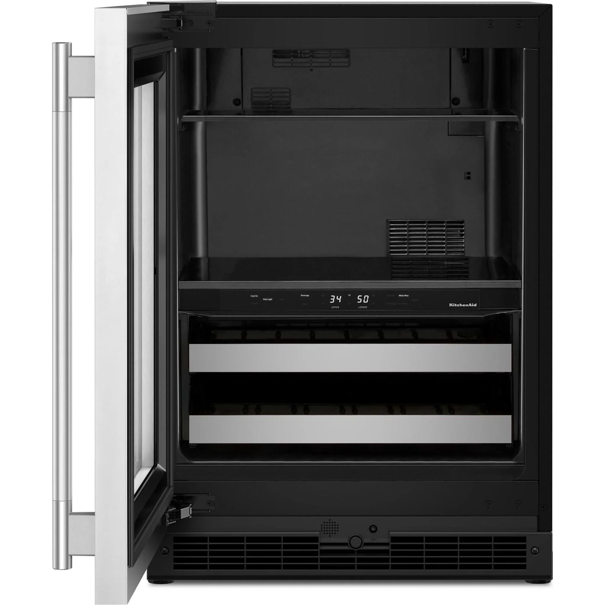 KitchenAid 24" Beverage Center with Glass Door and Metal-Front Racks - Black Cabinet/Stainless Doors (KUBL524SSB) - Image 9