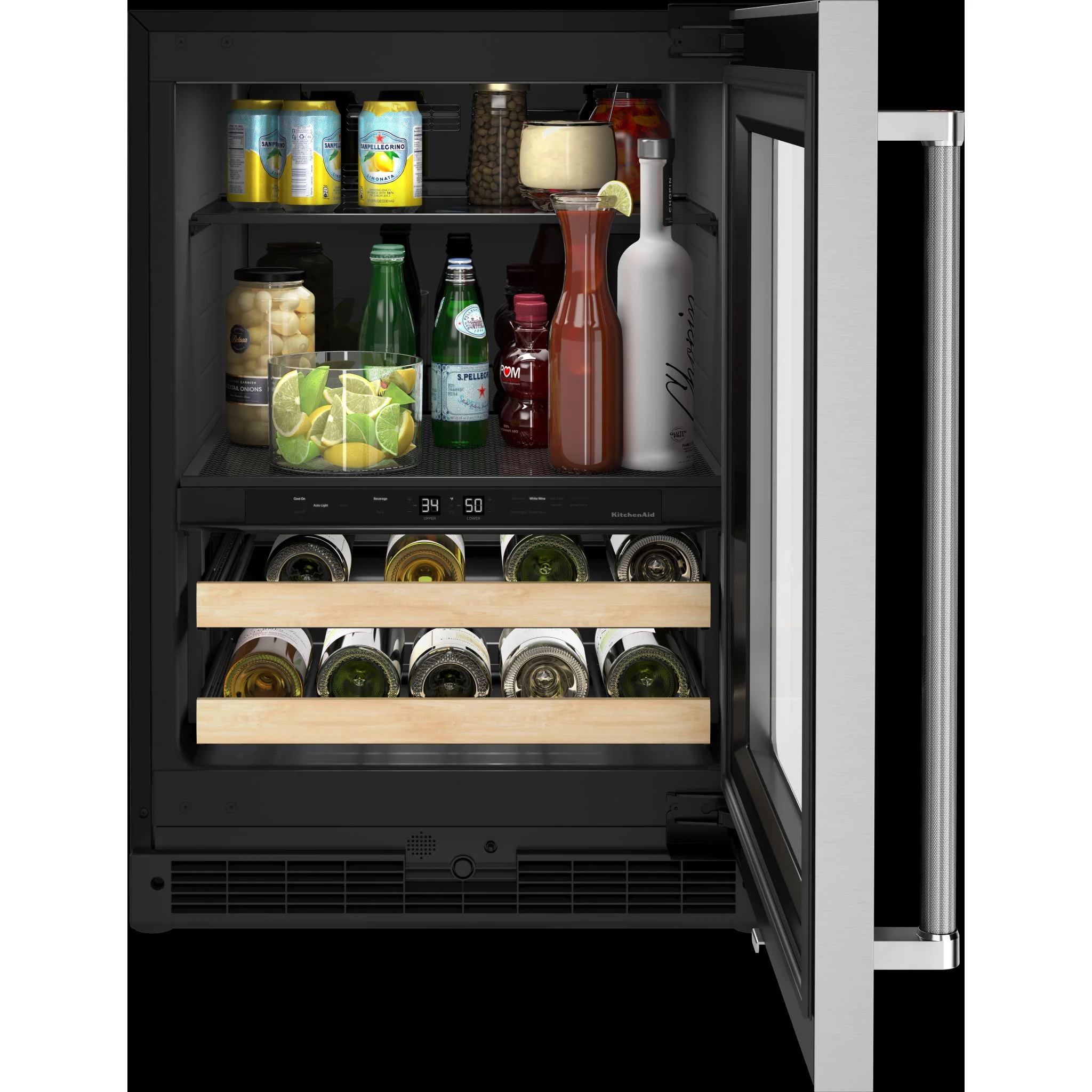 KitchenAid 24" Beverage Center with Glass Door and Wood-Front Racks - Stainless Steel (KUBR214KSB) - Image 3